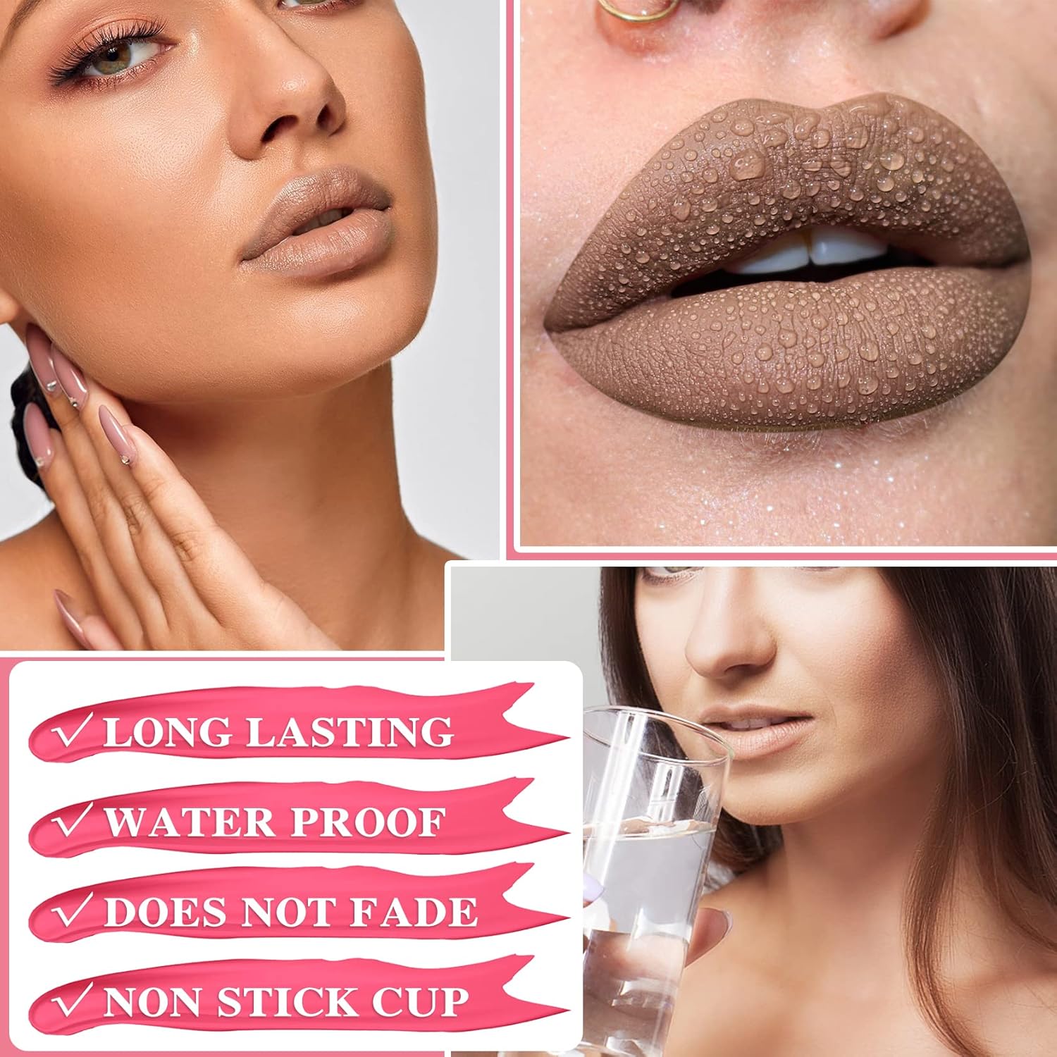 Matte Nude Lipstick Set 6-Piece Velvety Smooth, Highly Pigmented, Long-Lasting, Non-Stick Formula - Image 4