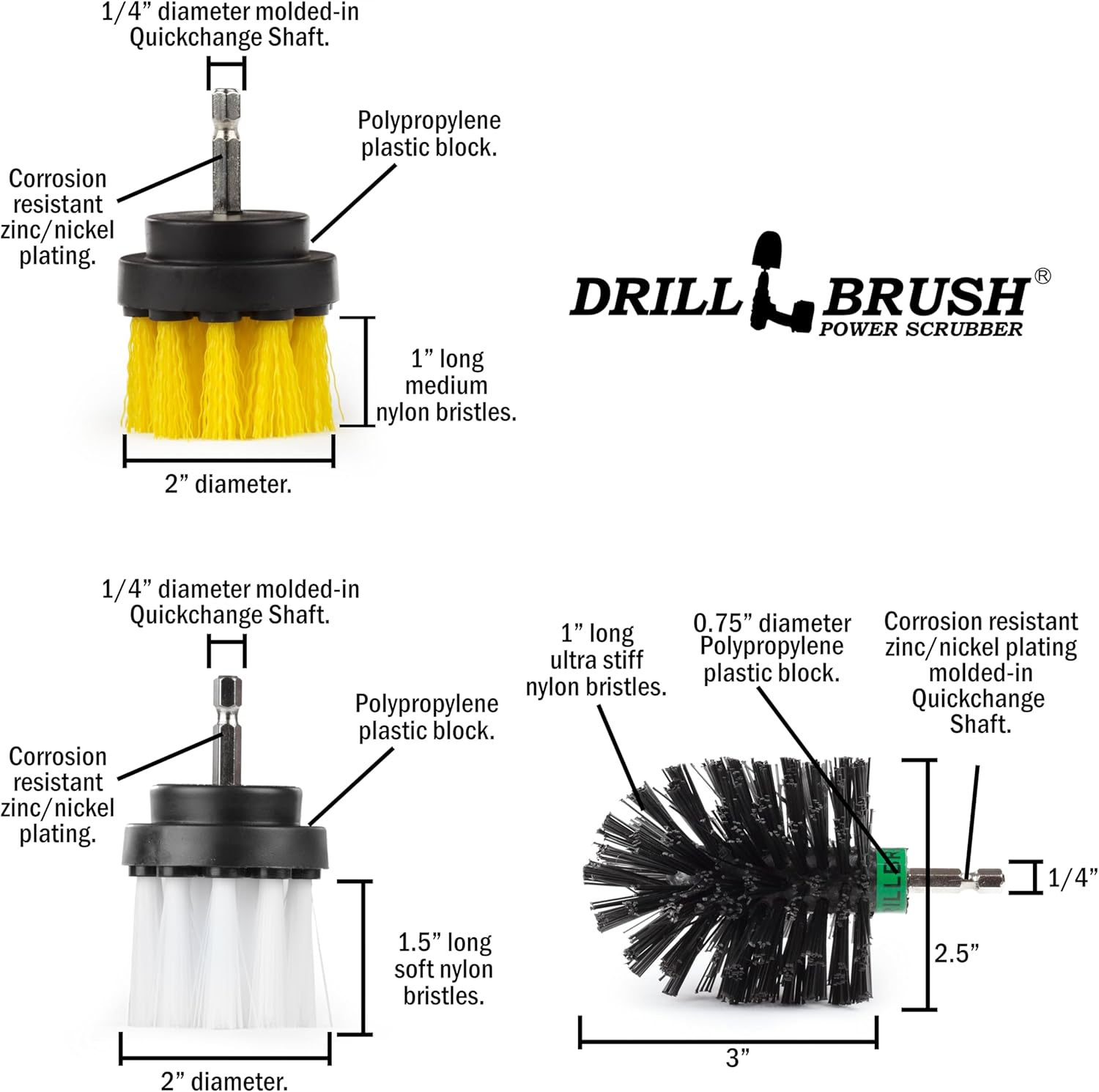 Multi-Pack Drill Brush Attachment Set for Car, Truck, Carpet, Boat, and Grill Cleaning - Image 5