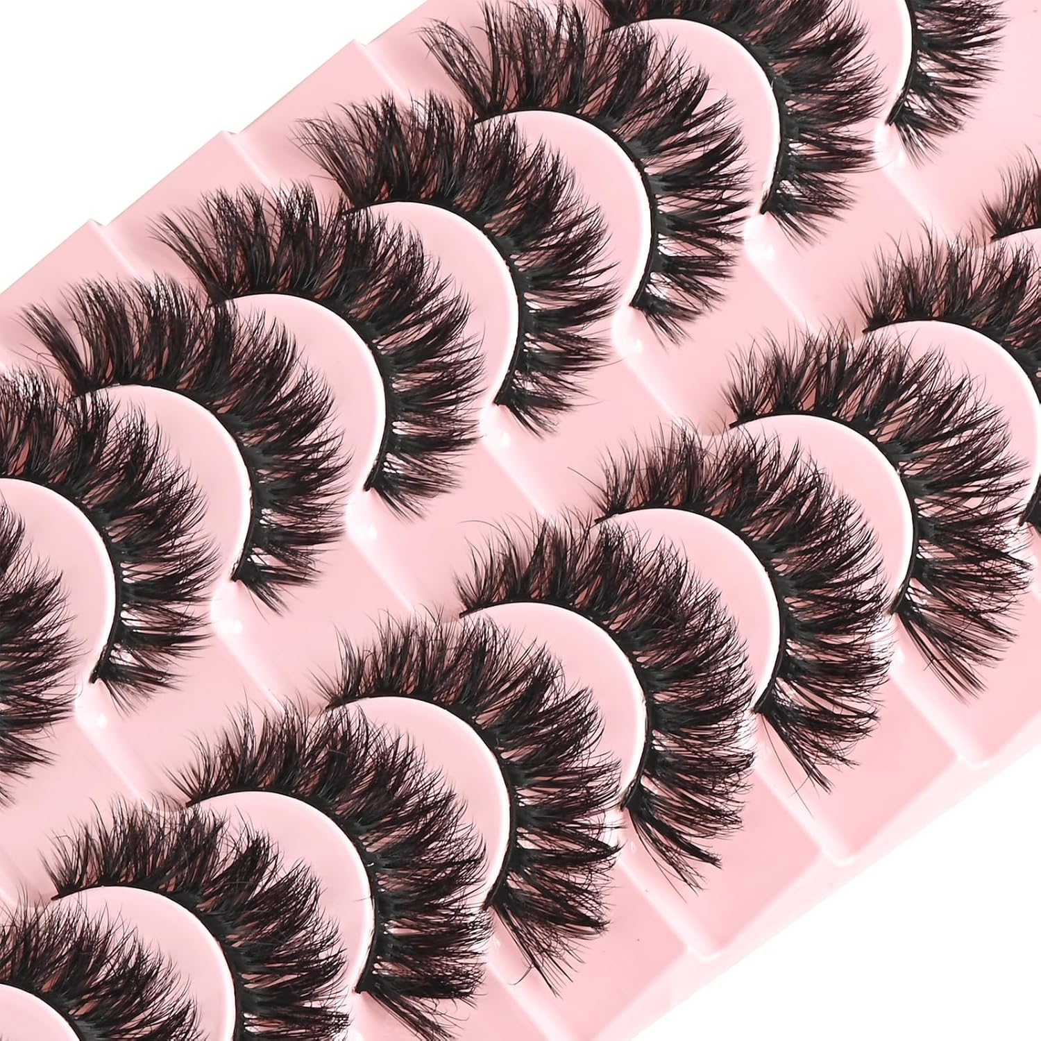 FARRED 10 Pairs Natural Wispy Cat Eye Mink False Lashes 14mm - Image 5
