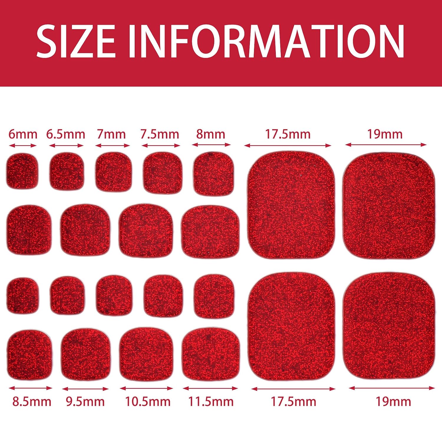 Maitys 440 Pcs Glitter Toenail Stickers with 2 Nail Files and Solid Color Wraps - Image 3