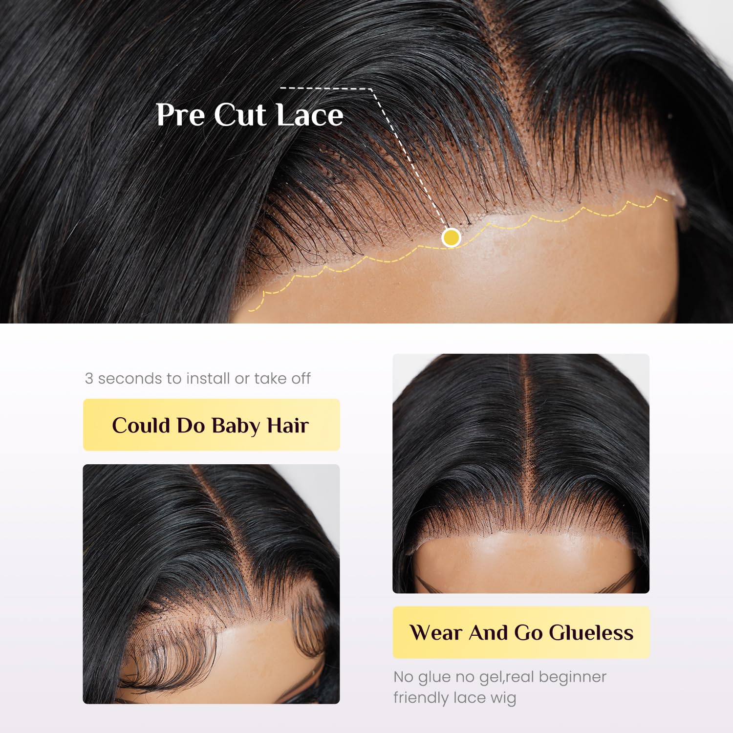 TESLAL 22 Inch 260% Density Body Wave Glueless Pre Cut Lace Wig with Highlights - Image 5