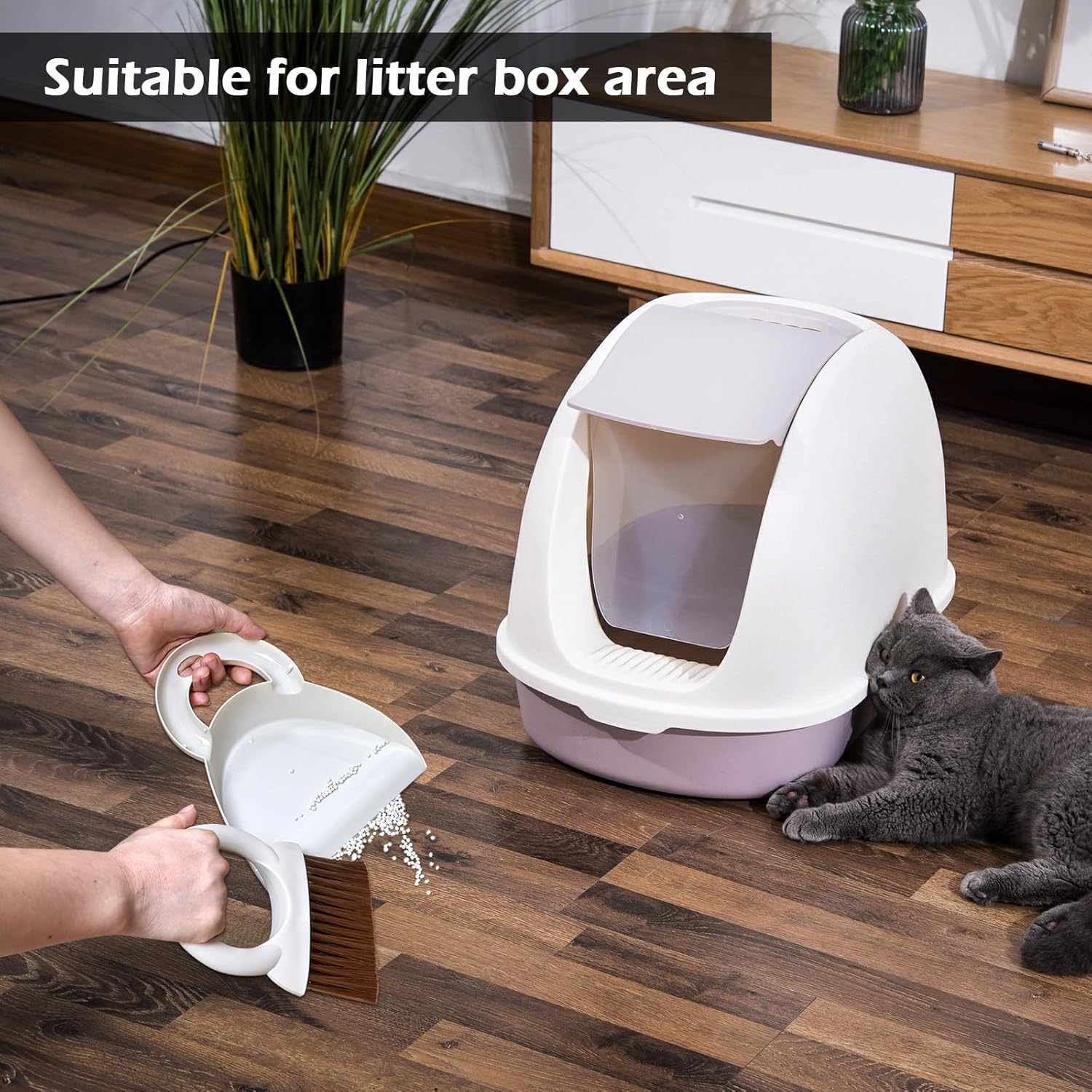 Mini White Hand Broom and Dustpan Set for Home, Camping, and Pet Cleanup - Image 3