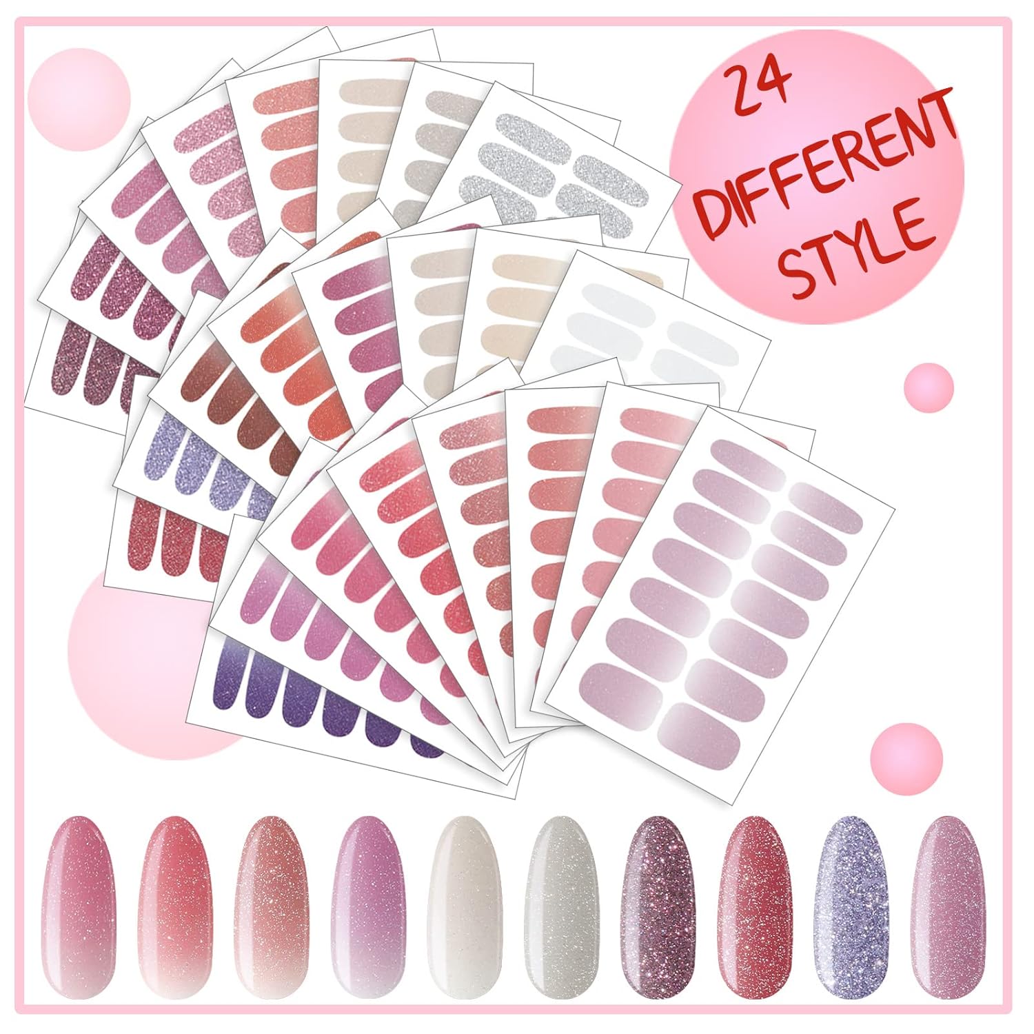 Maitys 336 Pieces Self-Adhesive Gel Nail Polish Strips with File for Women - Image 2
