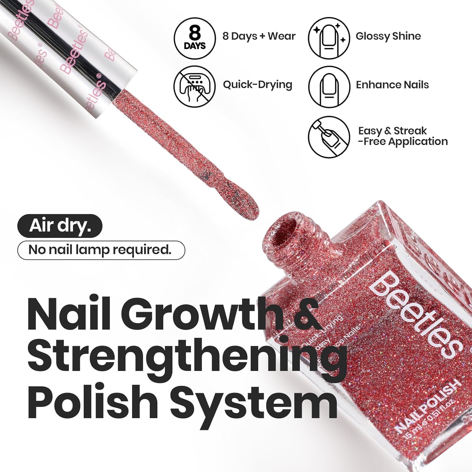 6 Color Glitter Nail Polish Set Quick Dry Natural Elegant Lacquer for Women - Image 2