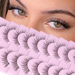 False Eyelashes Wispy Lashes Natural Look Cat Eye Lashes Pack 13mm Short Lash Strips That Look Like Extensions Daily Essentials Fake Lashes by ALPHONSE
