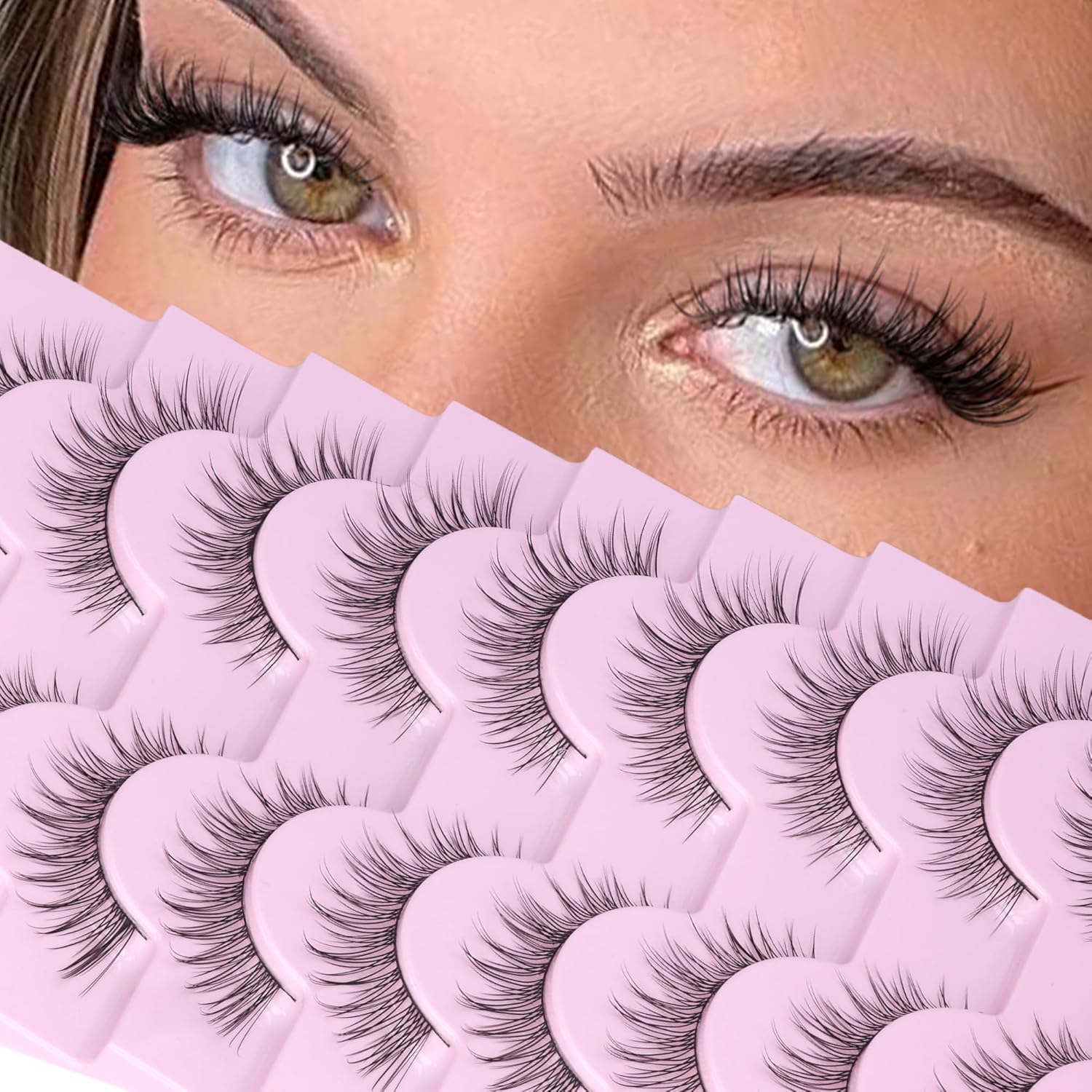 False Eyelashes Wispy Lashes Natural Look Cat Eye Lashes Pack 13mm Short Lash Strips That Look Like Extensions Daily Essentials Fake Lashes by ALPHONSE