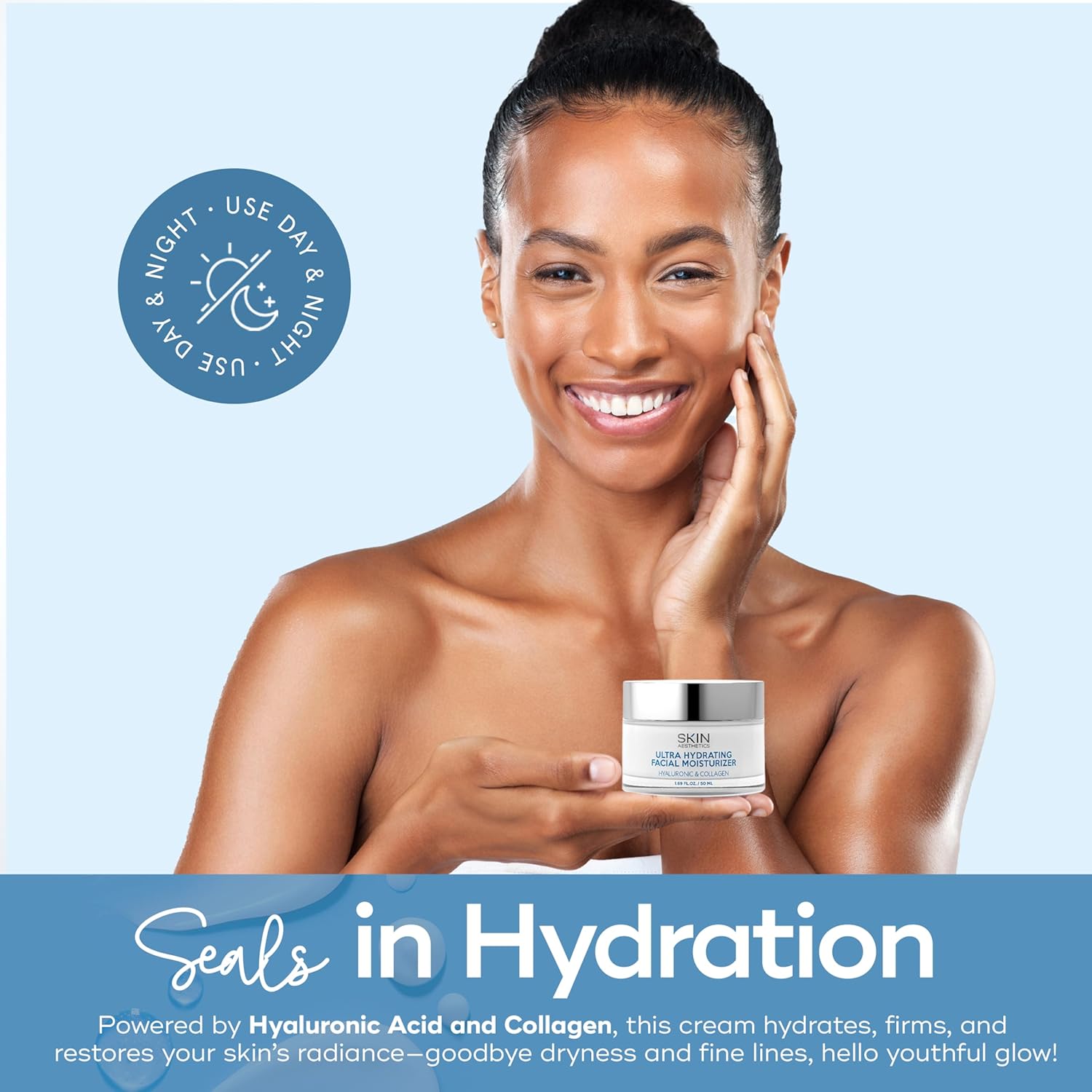 Hyaluronic Acid Collagen Anti-Aging Face Moisturizer - 1.69 oz Hydration Dermatologist Tested - Image 3