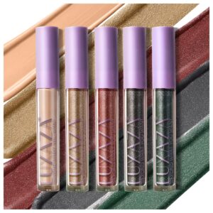 5Pcs Christmas Liquid Eyeshadow Set,Shimmer & Metallic Glitter Eyeshadow,Highly Pigmented Long Lasting Liquid Shadow