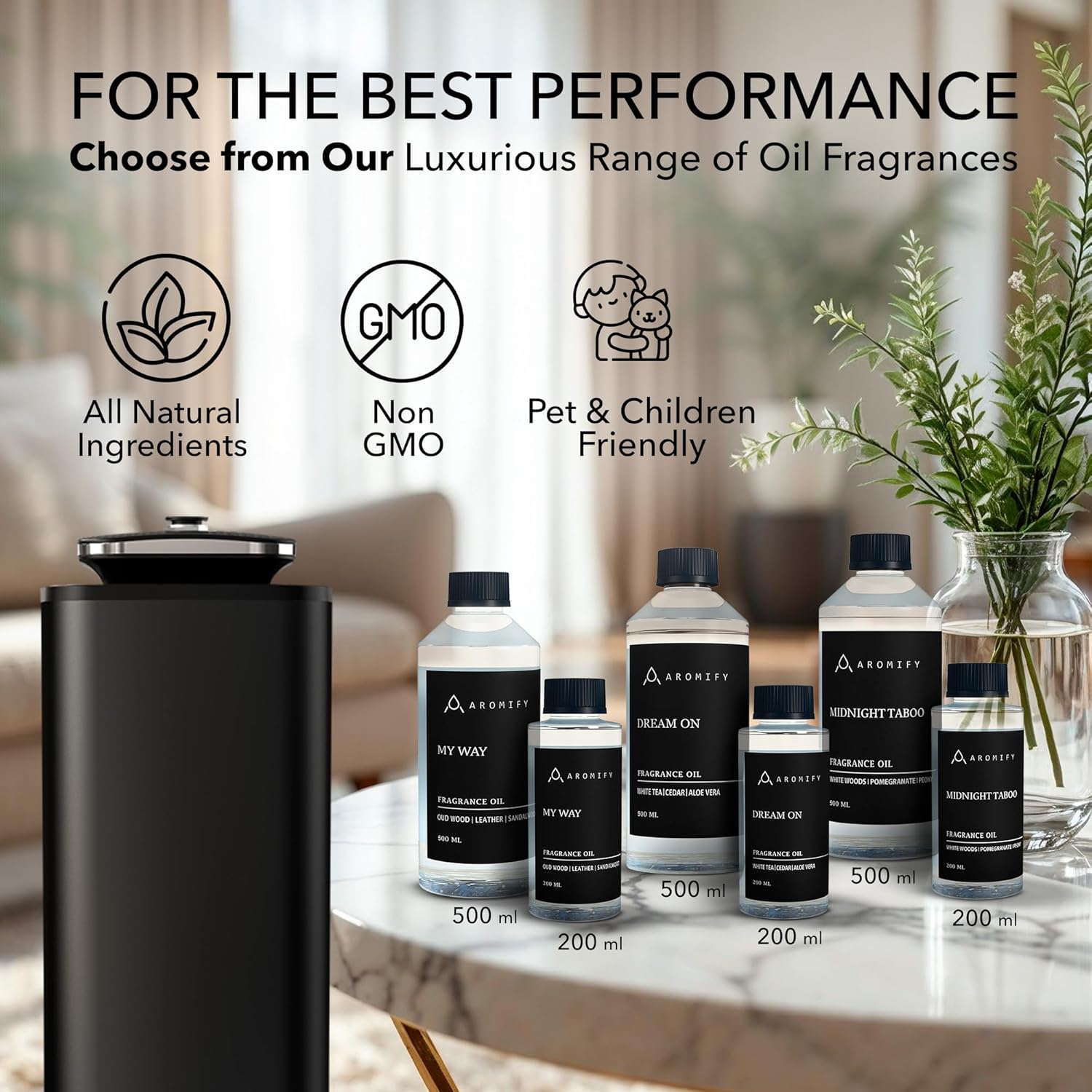 Black Tower Waterless Aromatherapy Scent Diffuser for 3500 Sq Ft with Bluetooth Connectivity - Image 3