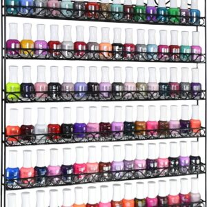 AMT 6 TIER Metal Nail Polish Racks, Fit Up To 108 BOTTLES, Black Wall Mounted, Display for The Wall, Young Living Essential Oils Organizer for Home Salon Business Spa (108 Bottles)