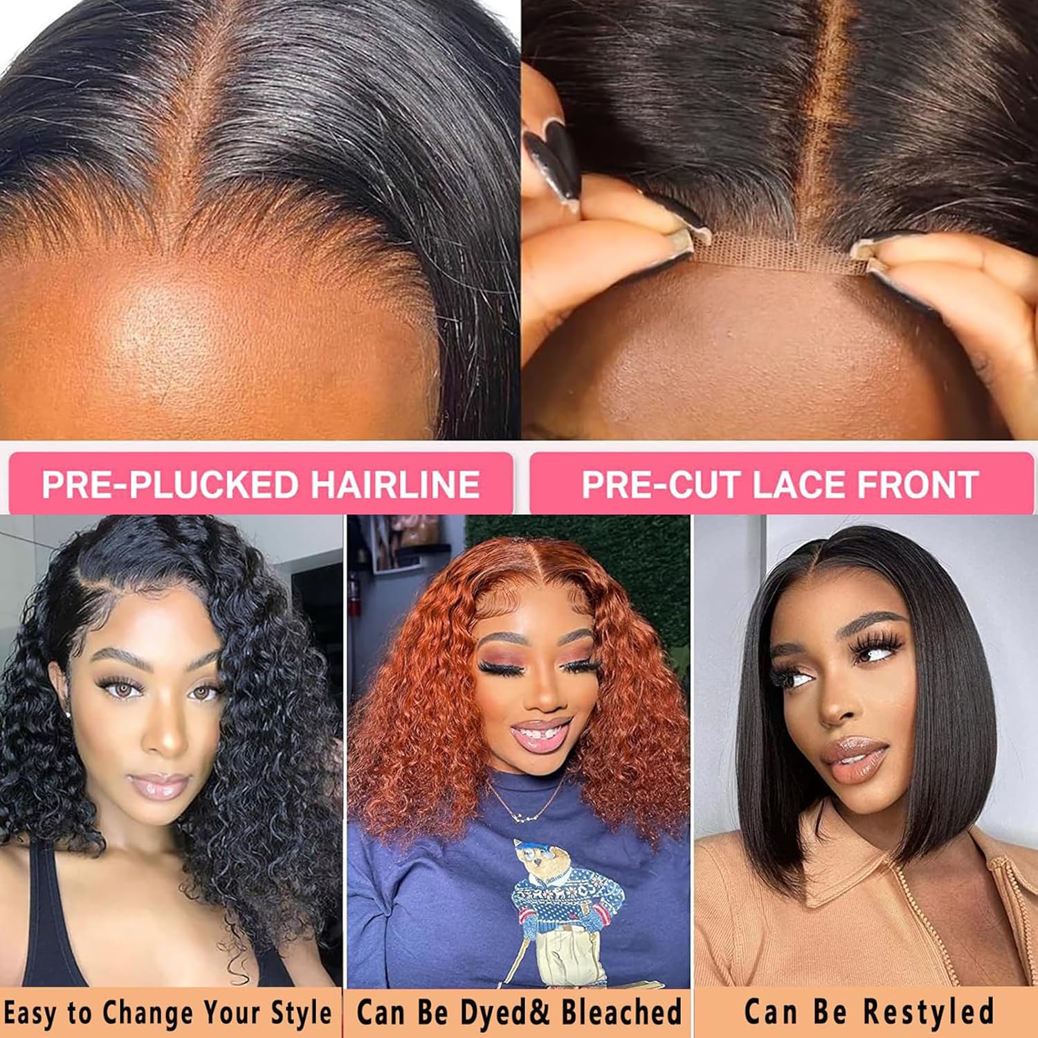 Wear and Go Glueless 8 Inch Deep Wave Bob Wig with 4x4 HD Lace Closure for Beginners - Image 5