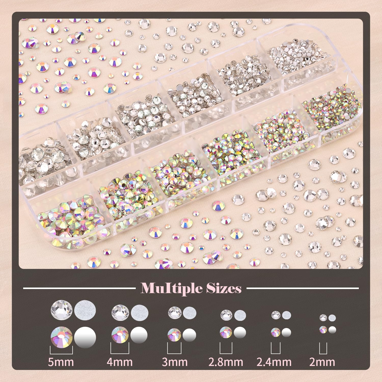 15ml Nail Art Rhinestone Glue Gel Kit with 2 Boxes of Assorted Gems - Image 2