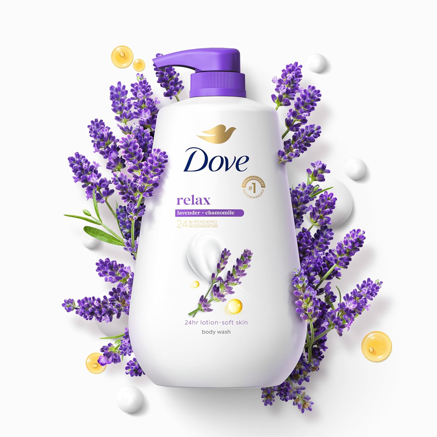 Dove Relaxing Lavender Oil Chamomile Body Wash with Pump, 30.6 oz, 3 Pack - Image 10