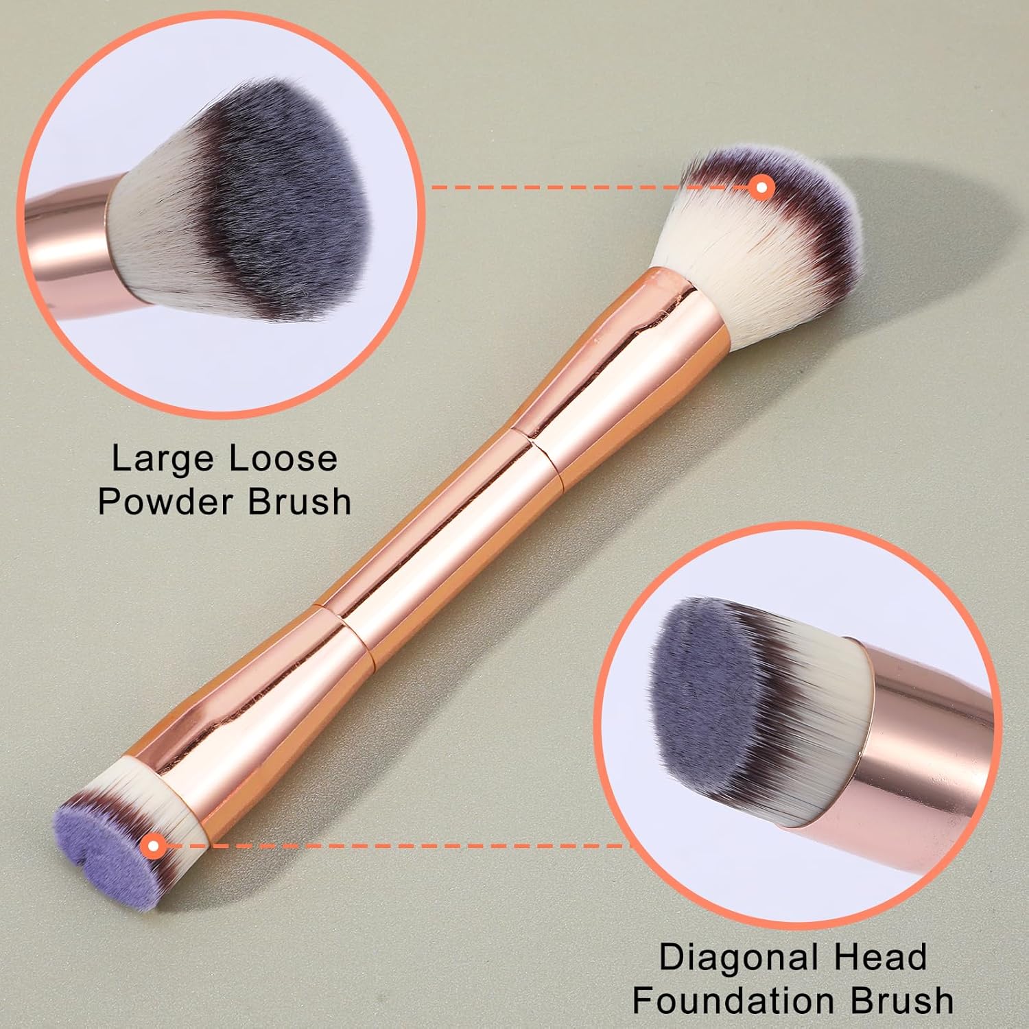 2 Pcs Double-Ended Foundation Concealer Makeup Brushes Liquid Cream Blush Gold - Image 3