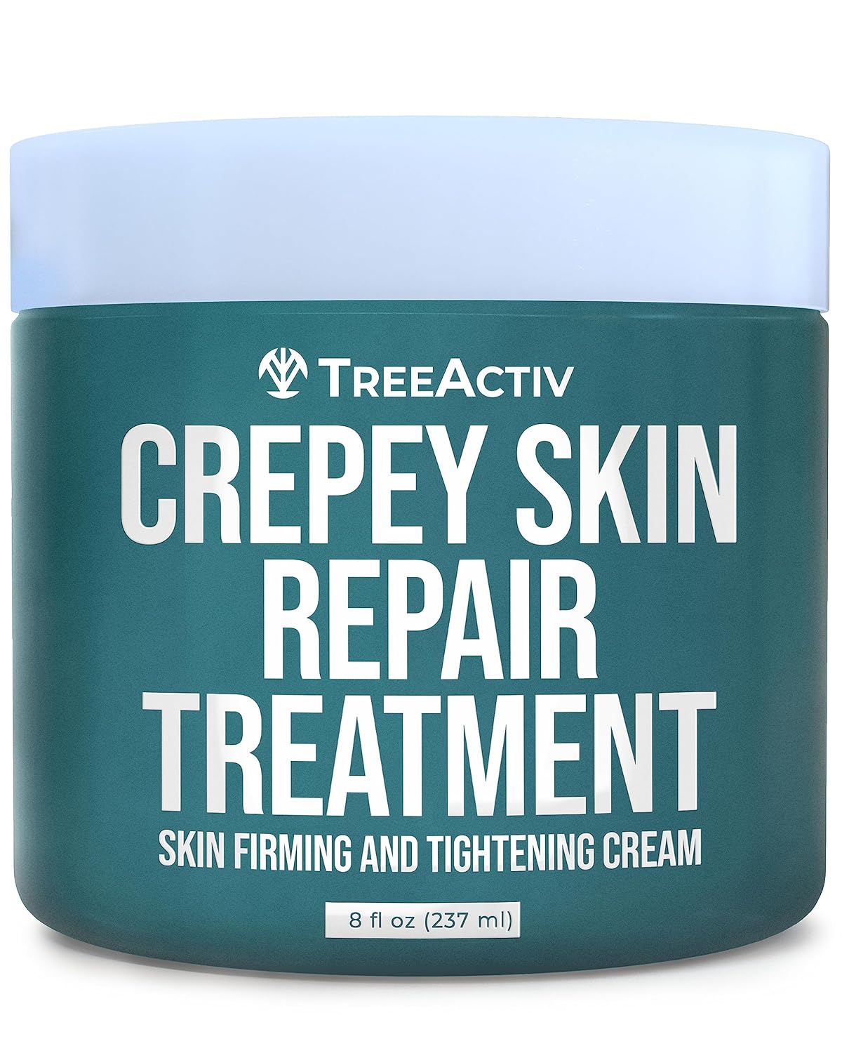 TreeActiv Crepey Skin Repair Treatment, 8oz, Firming Cream with Hyaluronic Acid & Shea Butter to Deeply Moisturize & Tighten Wrinkly Dry Crepe Skin, 500+ Uses