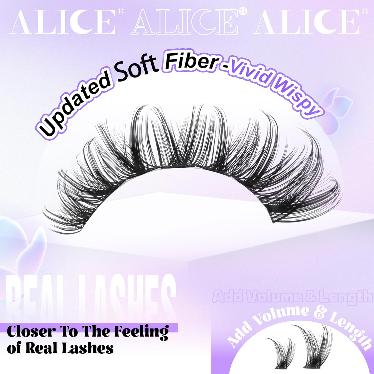 ALICE 168pcs Wispy Eyelash Clusters 10-18mm Natural Volume Extensions with Soft Band - Image 3