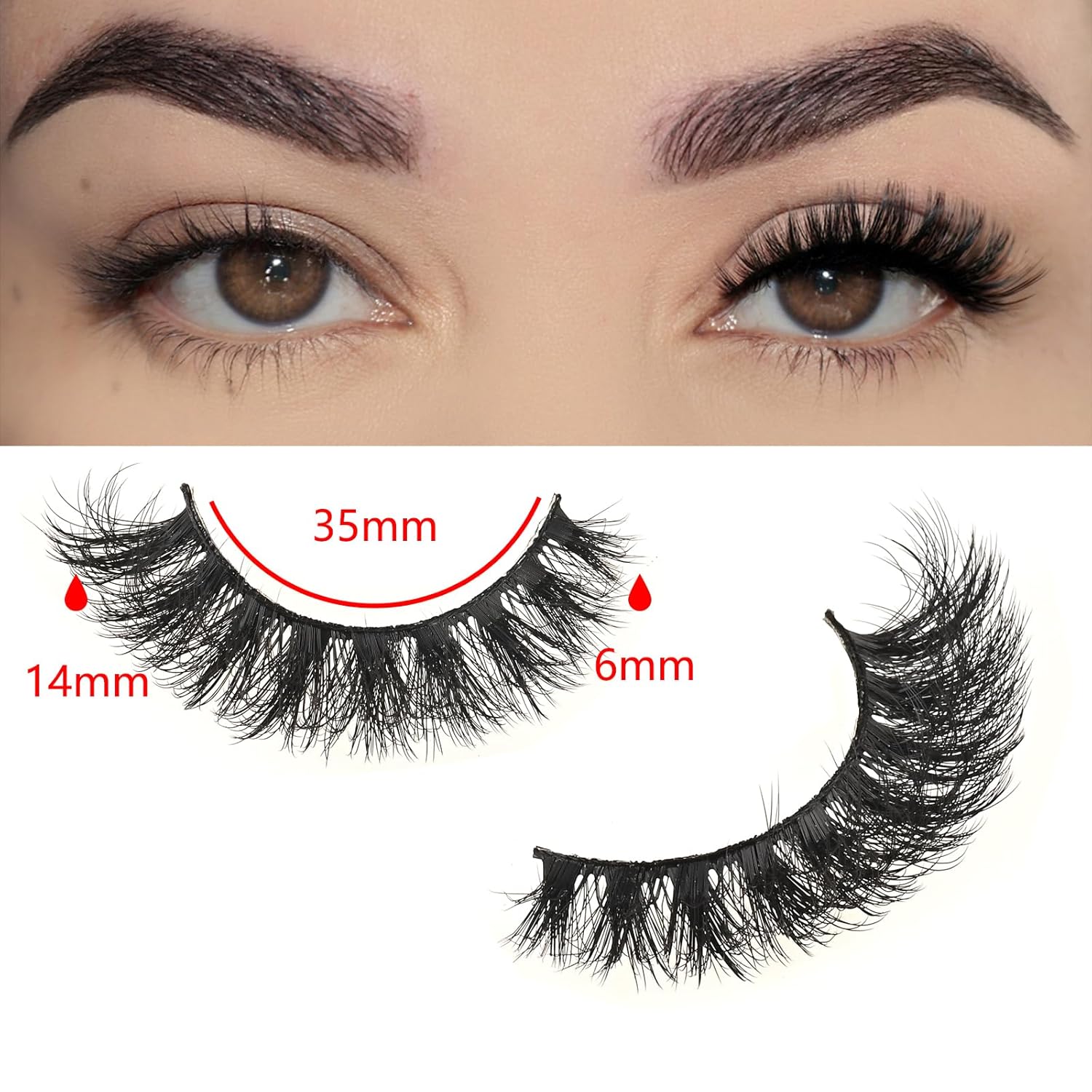 FARRED 10 Pairs Natural Wispy Cat Eye Mink False Lashes 14mm - Image 2