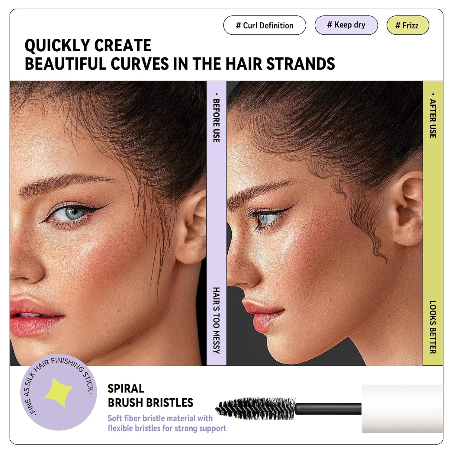 BestLand 0.35 oz Double-Head Flyaway Tamer Hair Finishing Stick with Brush Comb Tip - Image 5