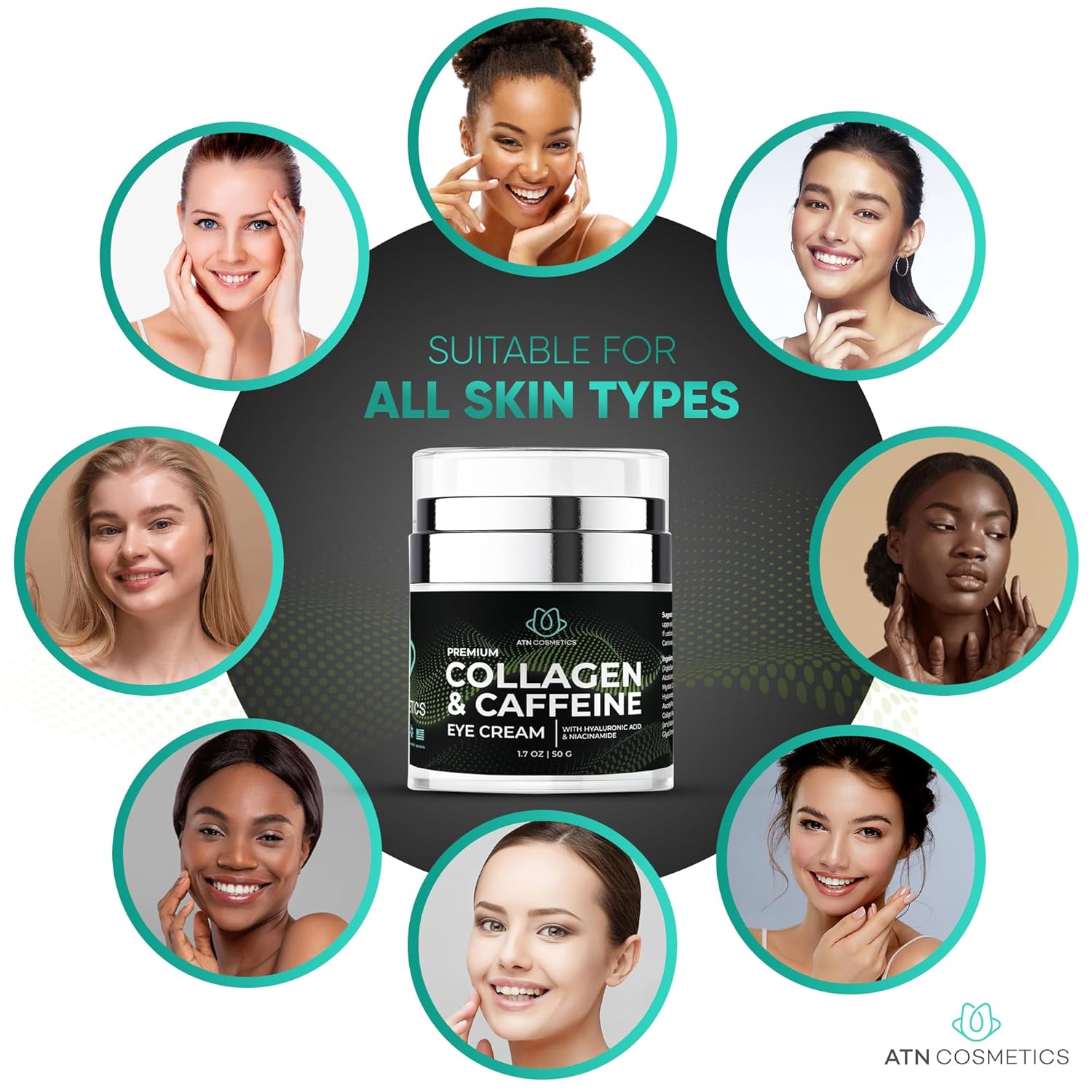 Caffeine Collagen Eye Cream for All Skin Types, Wrinkle and Puffiness Reduction, 1.7 oz - Image 9