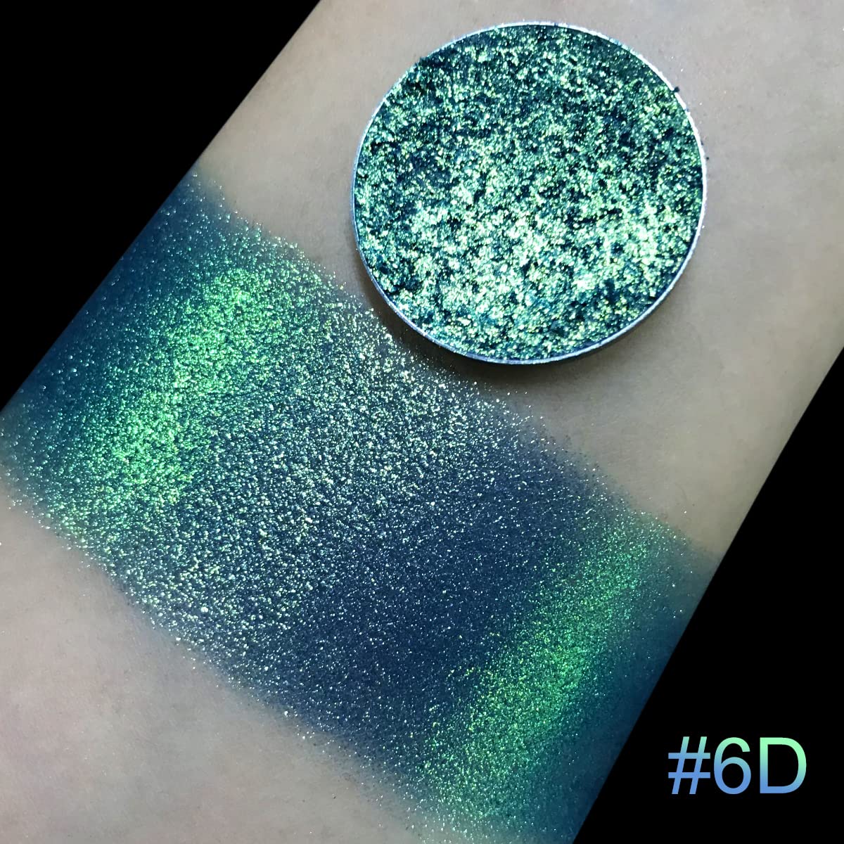 BEUSELF Travel Size 6-Color Glitter Multichrome Emerald Green Eyeshadow Palette, Highly Pigmented Cream - Image 3