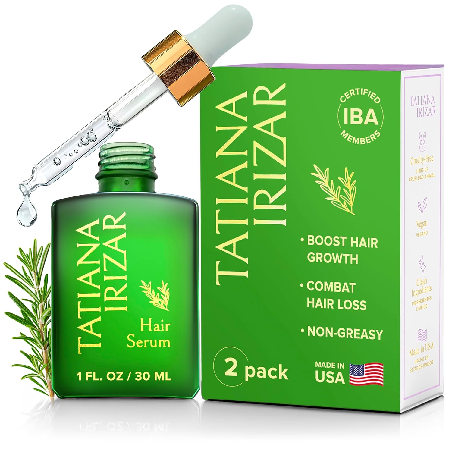 Hair Serum for Hair Growth Serum Women Made in USA - 2 Pack Scalp Serum for Hair Growth Non-Greasy Rosemary & Amla Hair Care Vegan 1 Oz Hair Loss Treatment for Women Regrowth Treatment