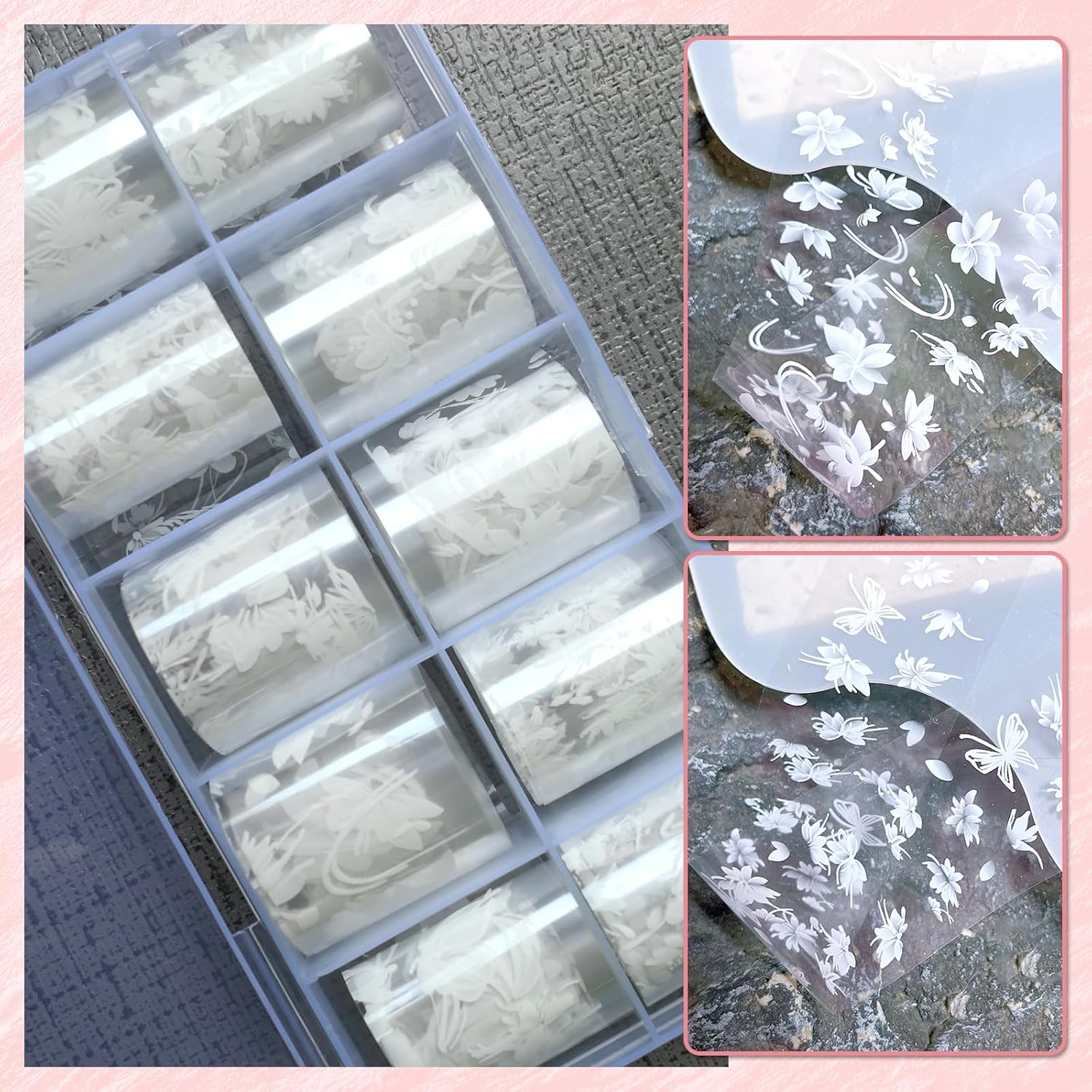 30 Rolls Butterfly Marble Nail Foil Transfer Art Stickers Decorative Sheets - Image 4