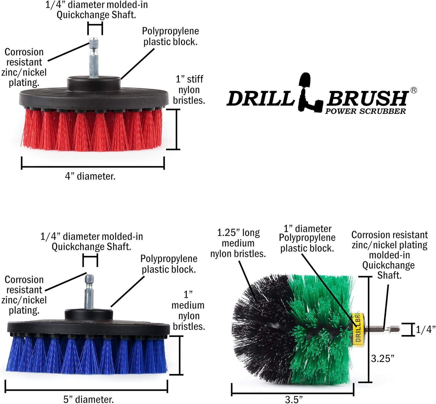 Multi-Pack Drill Brush Attachment Set for Car, Truck, Carpet, Boat, and Grill Cleaning - Image 6