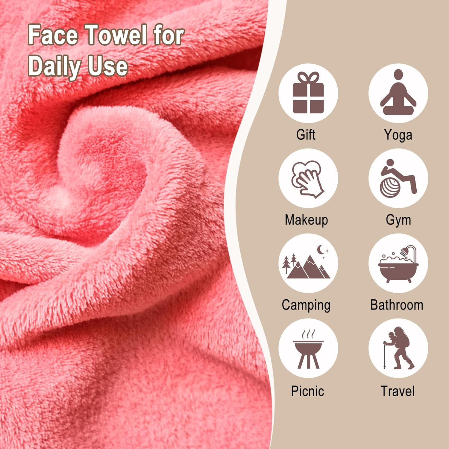 KODAMO 12 Pack Pink Reusable Microfiber Makeup Remover Cloths with Travel Bag - Image 4