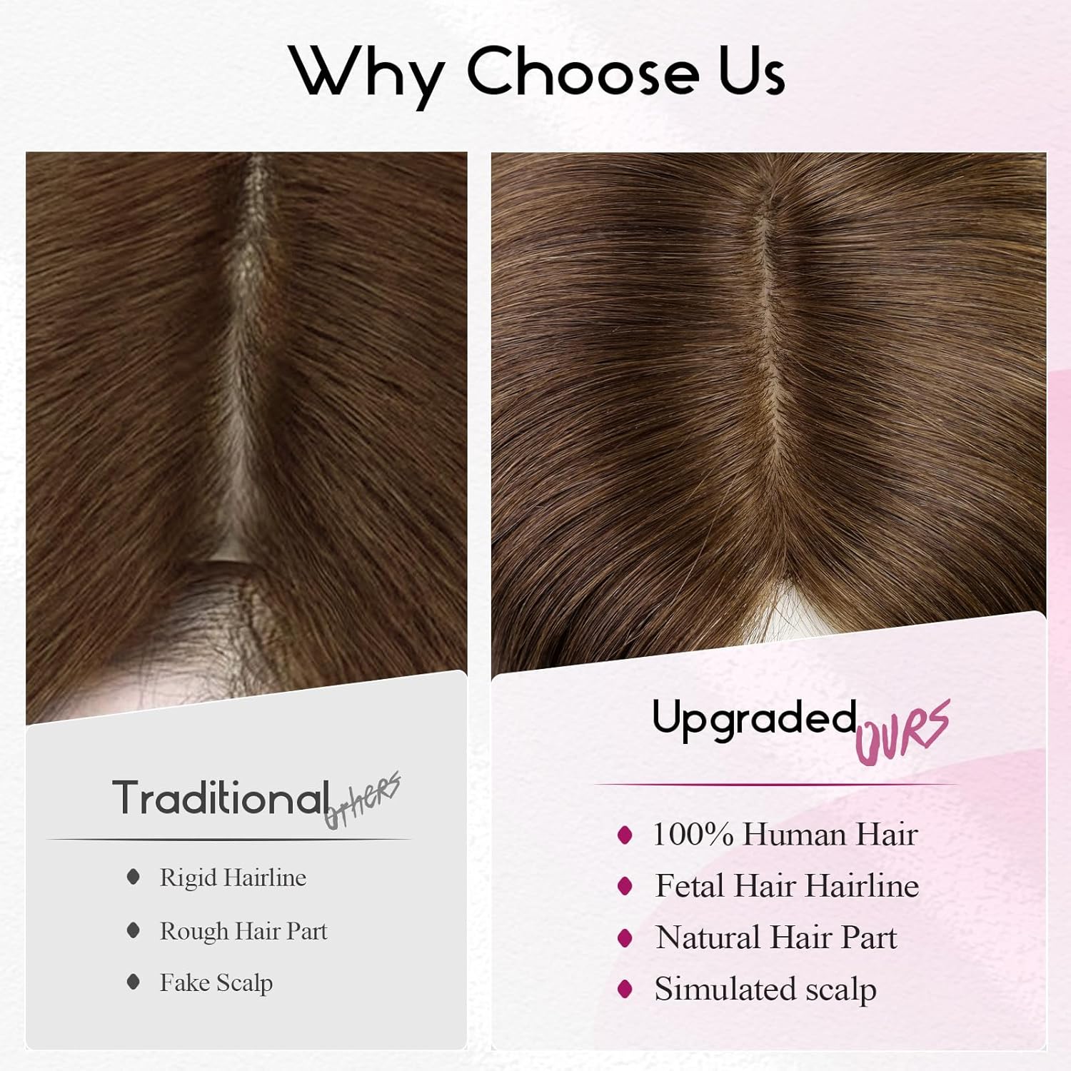EMMOR 12 Inch Ombre Blonde Human Hair Topper, 5"x6" Big Base for Women - Image 5