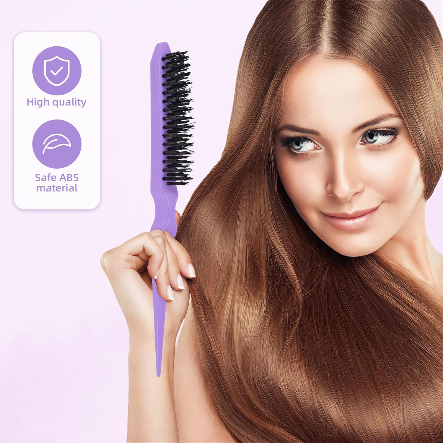 3 Piece Hair Styling Comb Set: Stainless Steel Rat Tail & Edge Brush for Women - Image 5