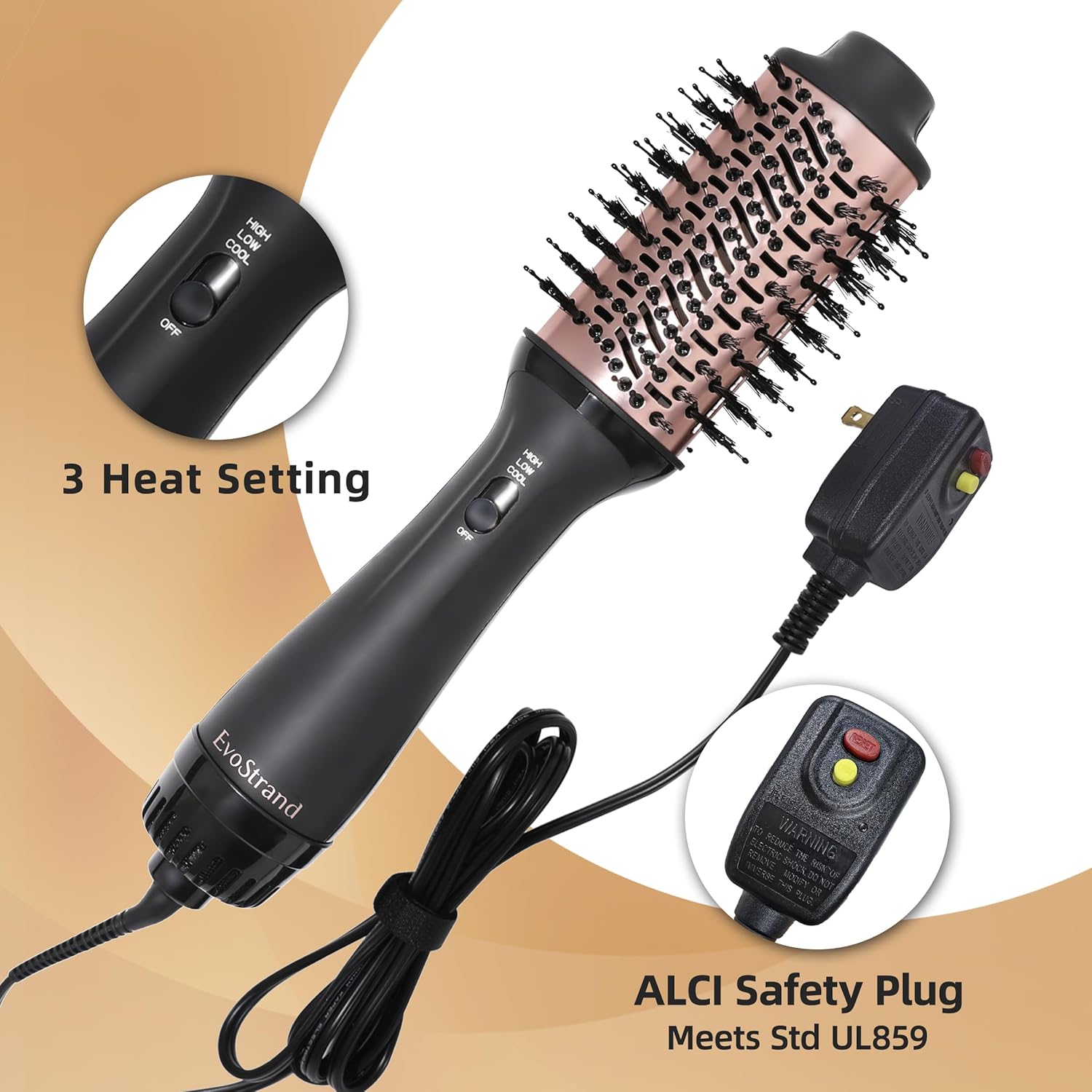 2-in-1 Professional Hair Dryer Brush Styler Volumizer 3 Heat Settings - Image 5