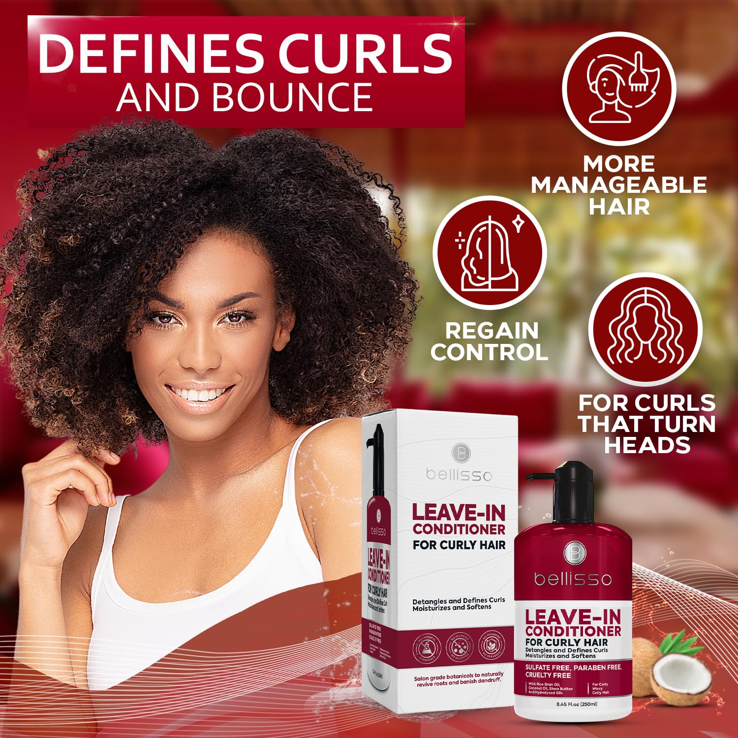 Curly Hair Leave-in Conditioner 8 oz Frizz Control Moisturizer All Hair Types - Image 5
