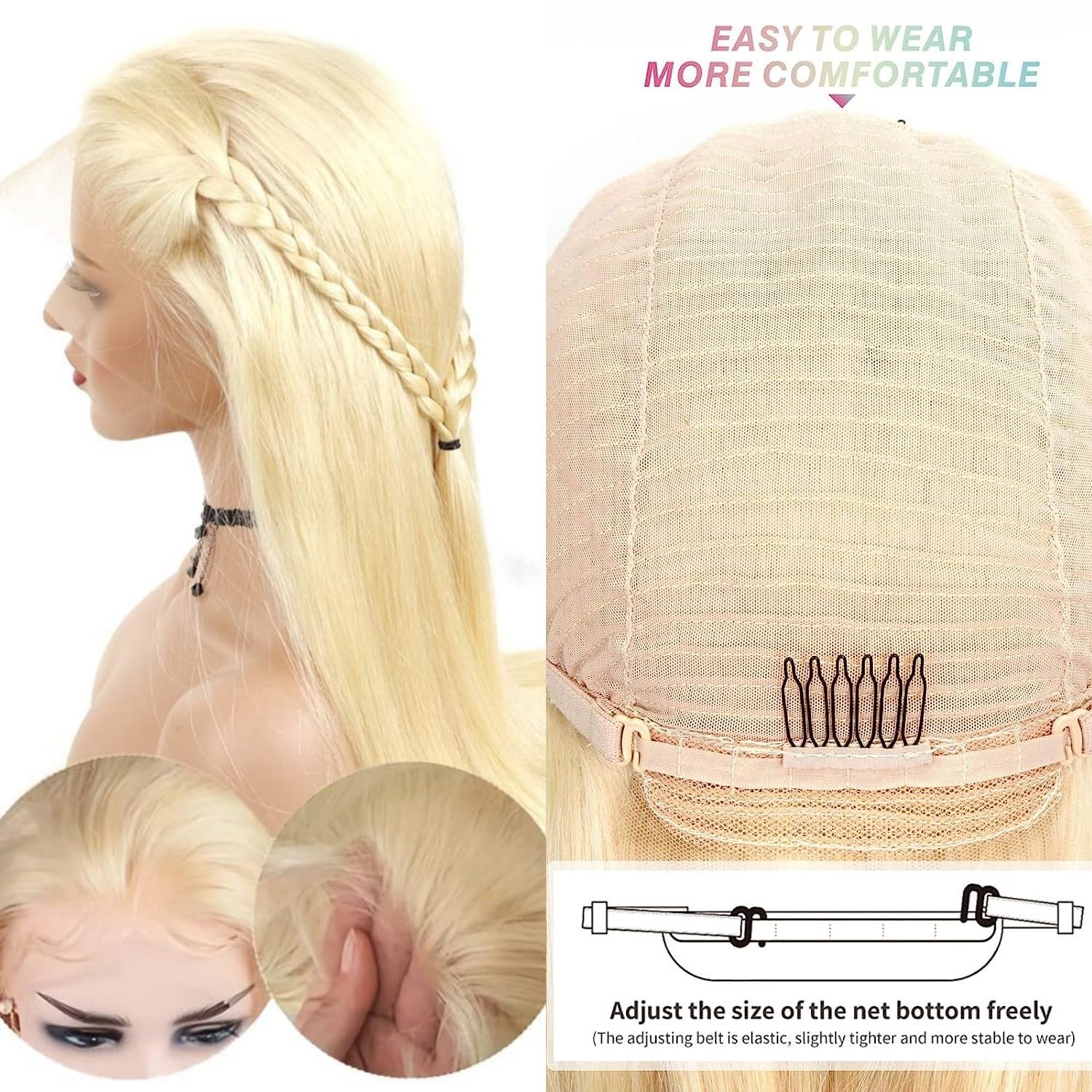 18 Inch 13x4 Blonde 210% Density Glueless Pre Plucked Human Hair Lace Front Wig - Image 9