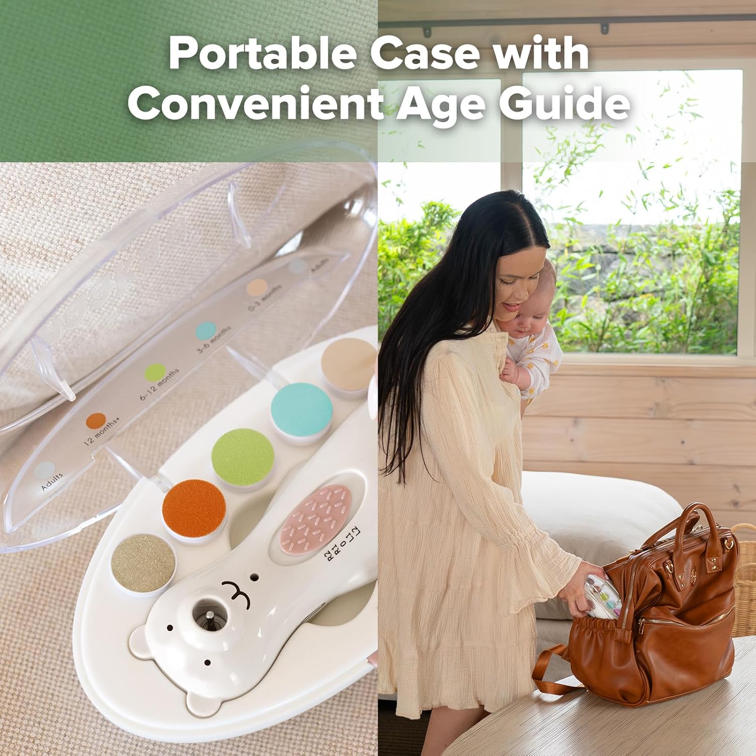 Haakaa Rechargeable Electric Baby Nail File with LED Light and 3 Replacement Heads, New - Image 3