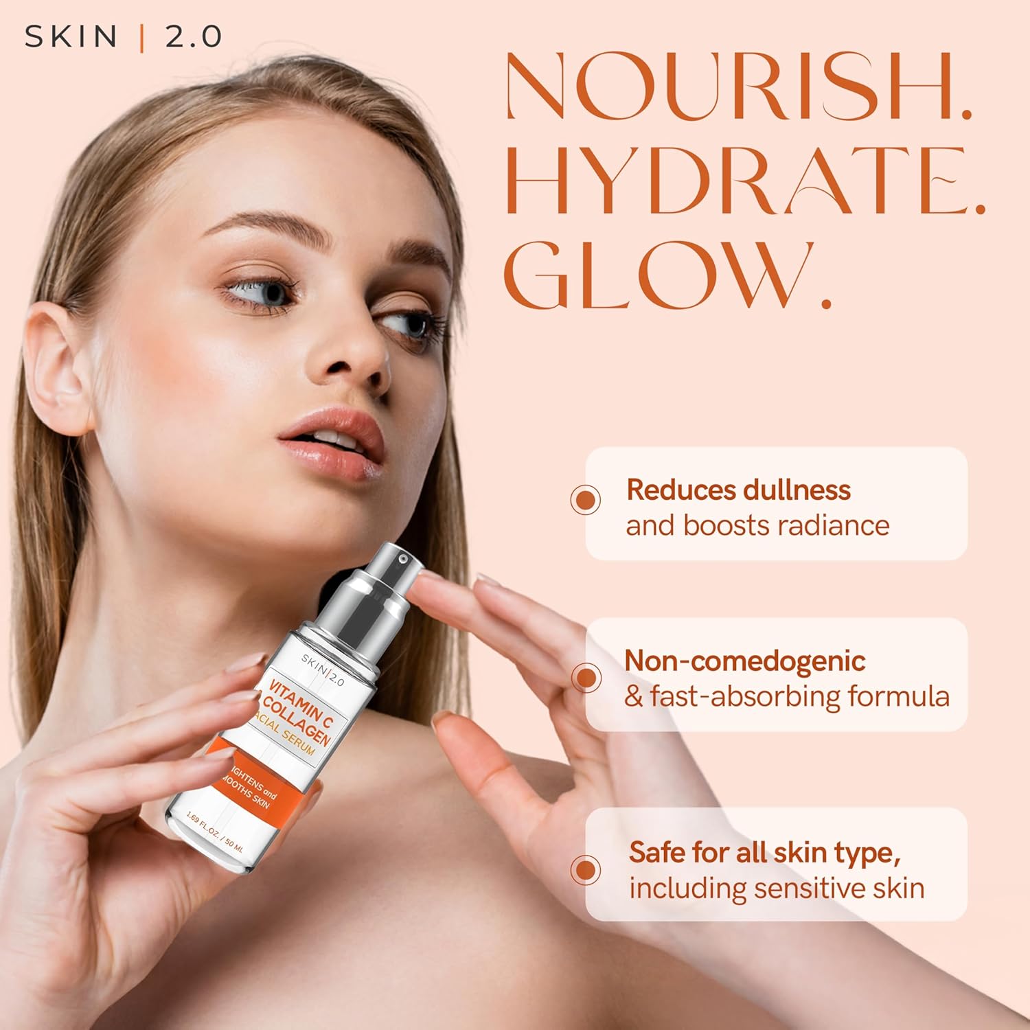 Vitamin C and Collagen Serum and Day Cream Set for Anti-Aging and Brightening, 1.69 Fl. oz - Image 7
