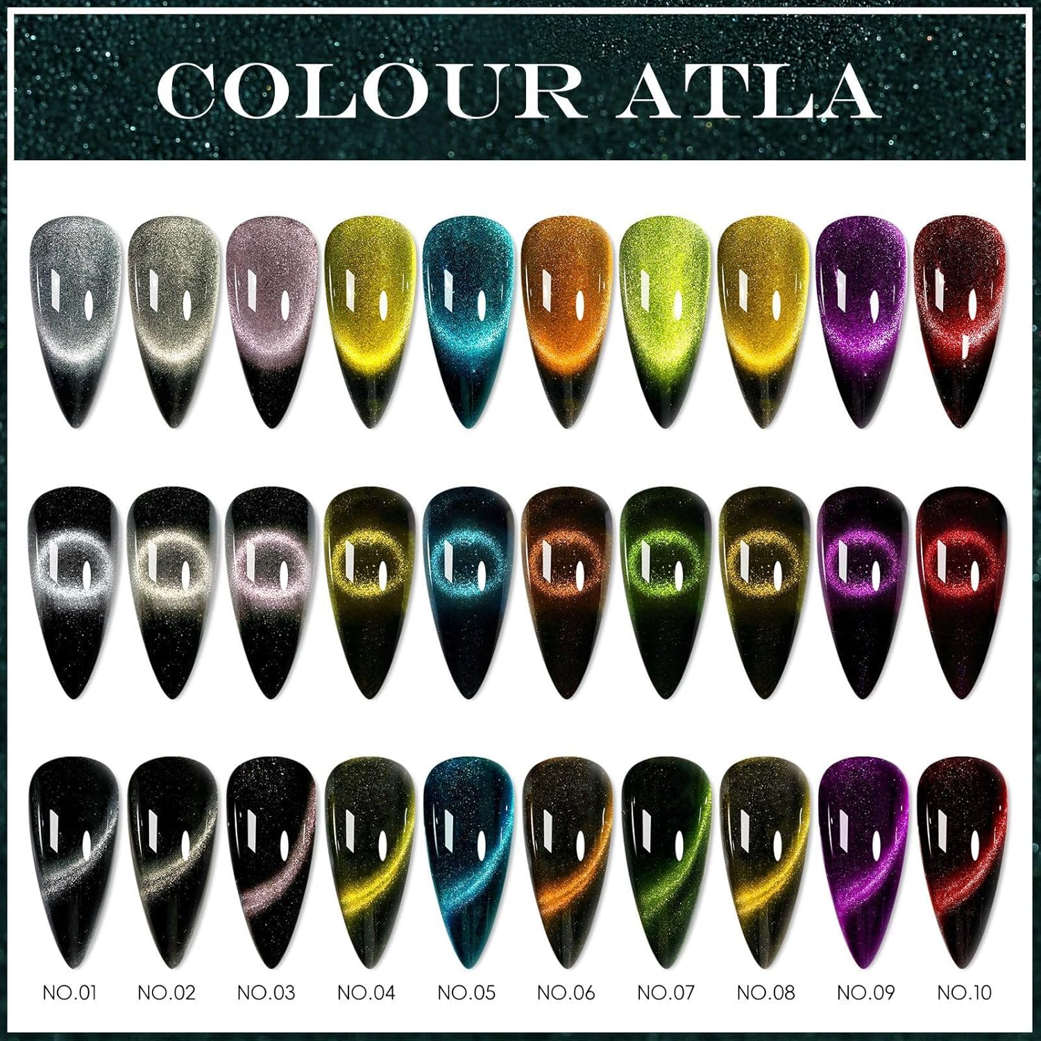 Magnetic Holographic Mirror Effect Nail Art Powder 3g Gold Chrome 9D Cat Eye - Image 8
