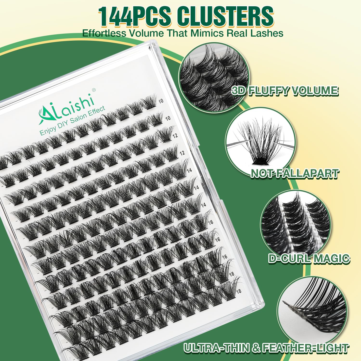 DIY 3D Cluster Eyelash Extension Kit 144 Fluffy D Curl Lashes and Application Tools - Image 6