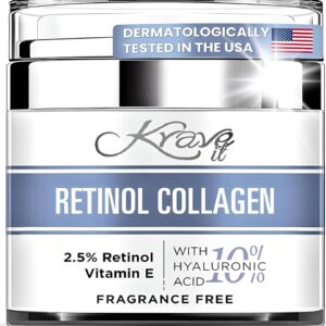 Retinol Cream for Face, Anti Aging Cream - Vitamin E, B5 & Hyaluronic Acid for Skin Care, Anti Wrinkle Face Cream with Collagen for Women/Men, Day-Night Face Moisturizer for Woman, Collagen Cream1.7oz