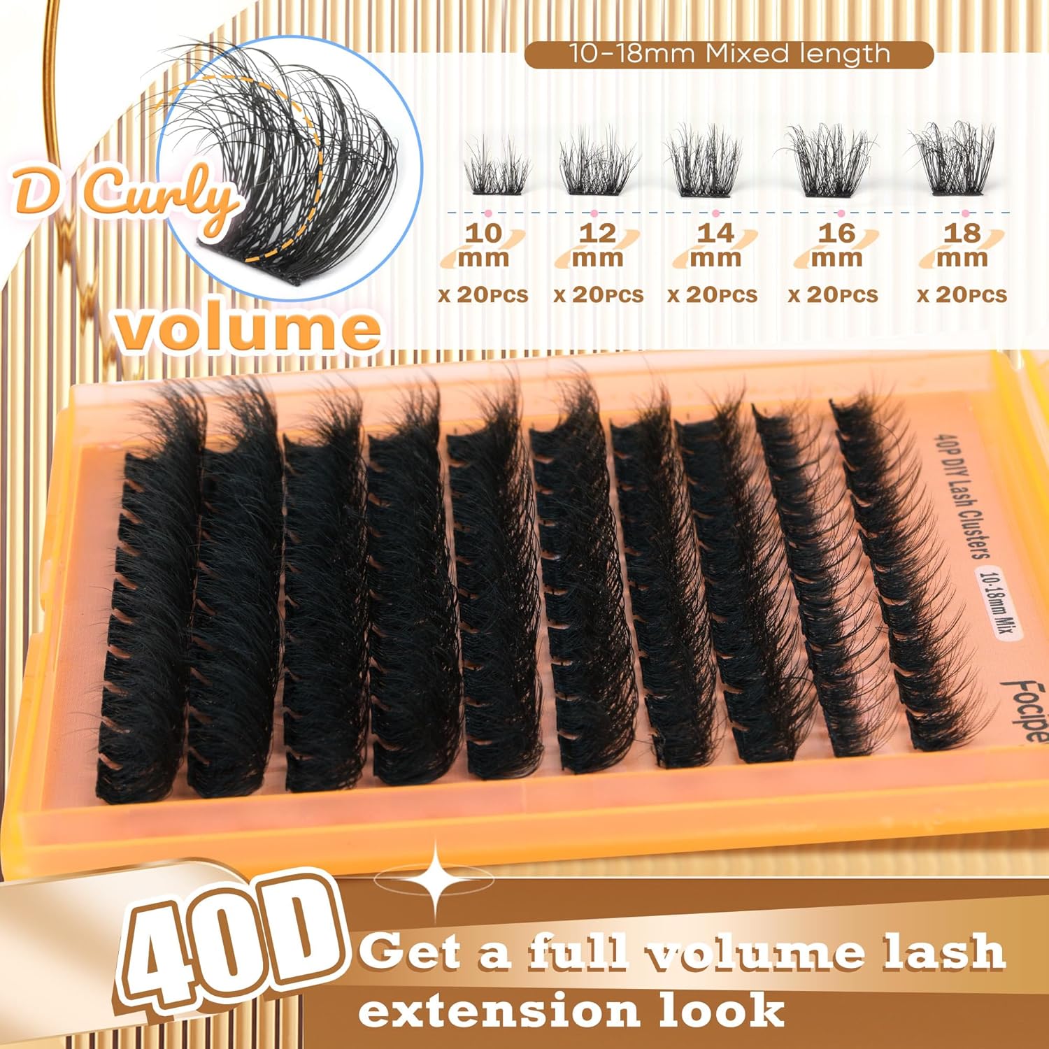 Focipeysa Thick Lash Extension Kit with 40 Full Volume Lash Clusters and Glue, 10-18MM - Image 2