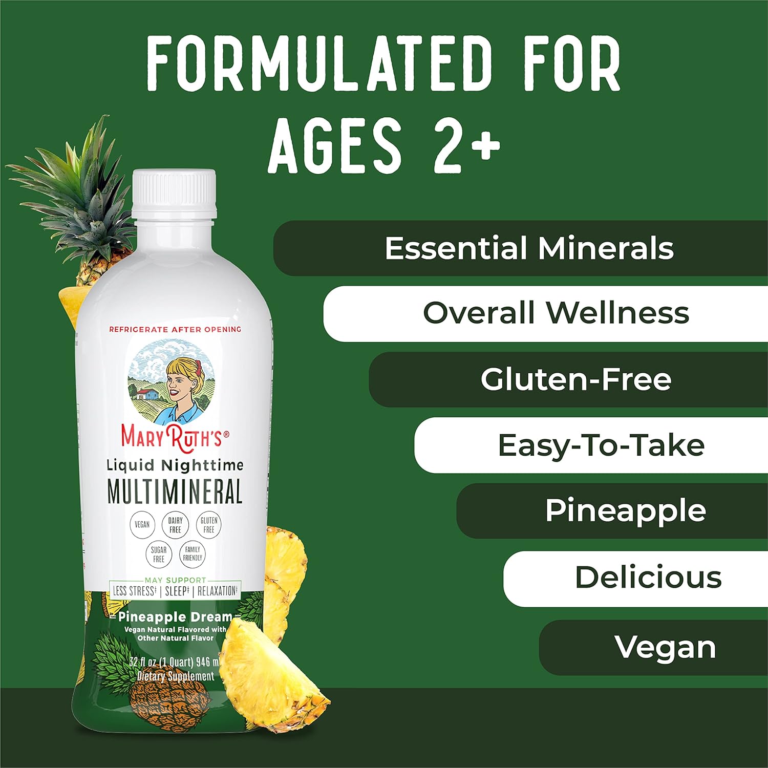 MaryRuth Organics Vegan Liquid Nighttime Multimineral 32 Oz Sugar Free Gluten Free - Image 10