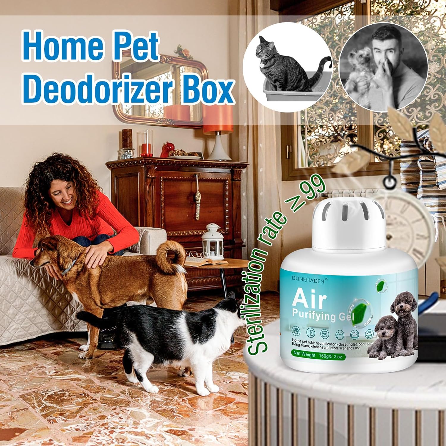 5.3 oz Pet Odor Eliminator Air Purifying Gel for Home and Cat Litter Deodorizing - Image 3