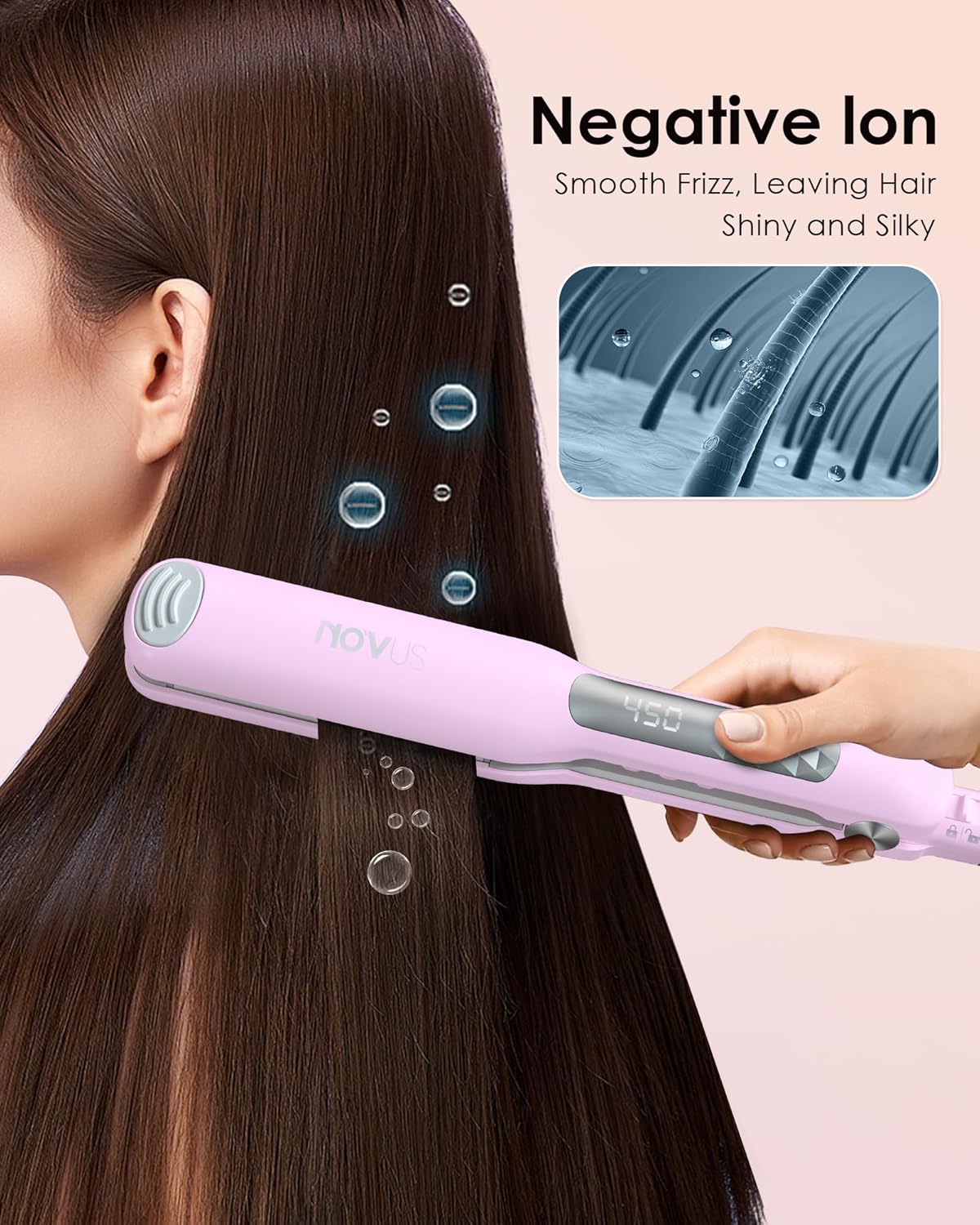 NOVUS 1.4 Inch Ceramic Floating Plate Flat Iron Hair Straightener with Adjustable Temperature - Image 5