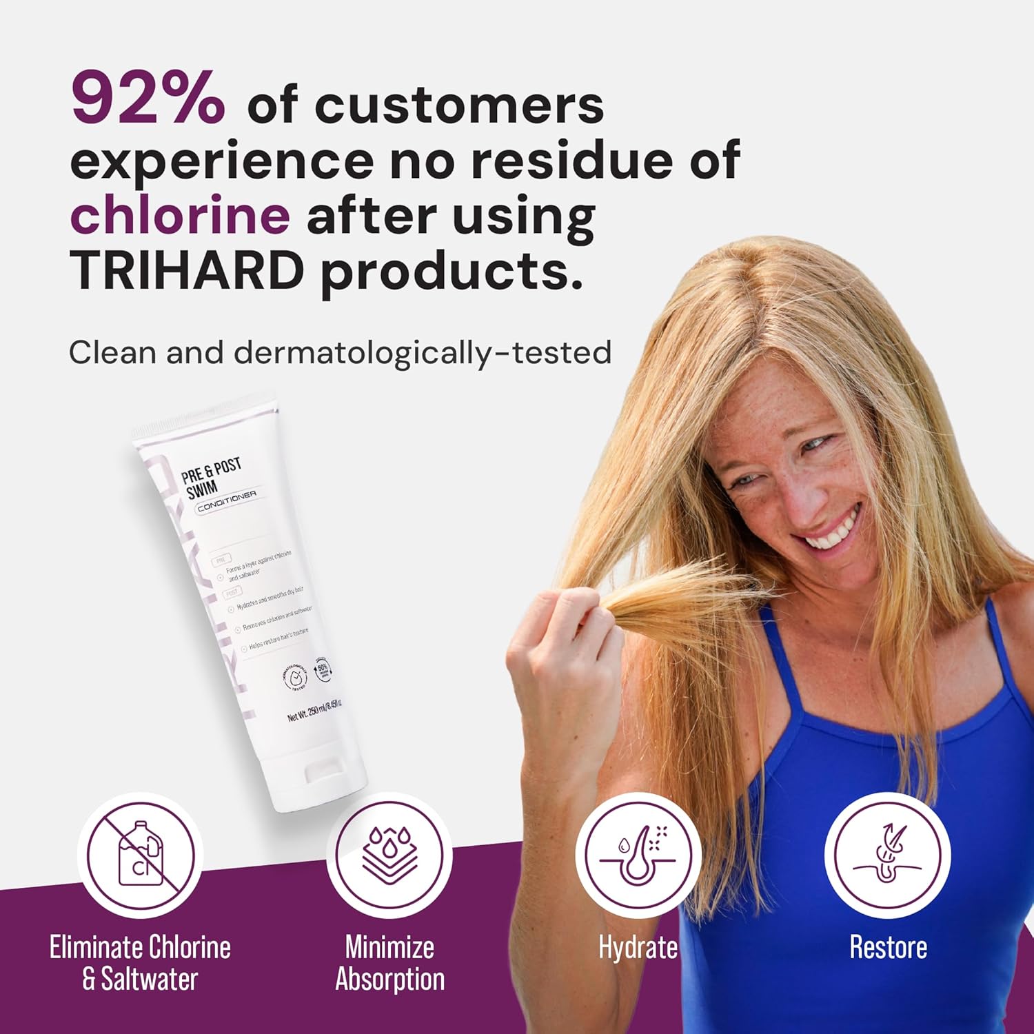 TRIHARD 2 Pack Pre and Post Swim Conditioner Chlorine Removal for Swimmers - Image 6