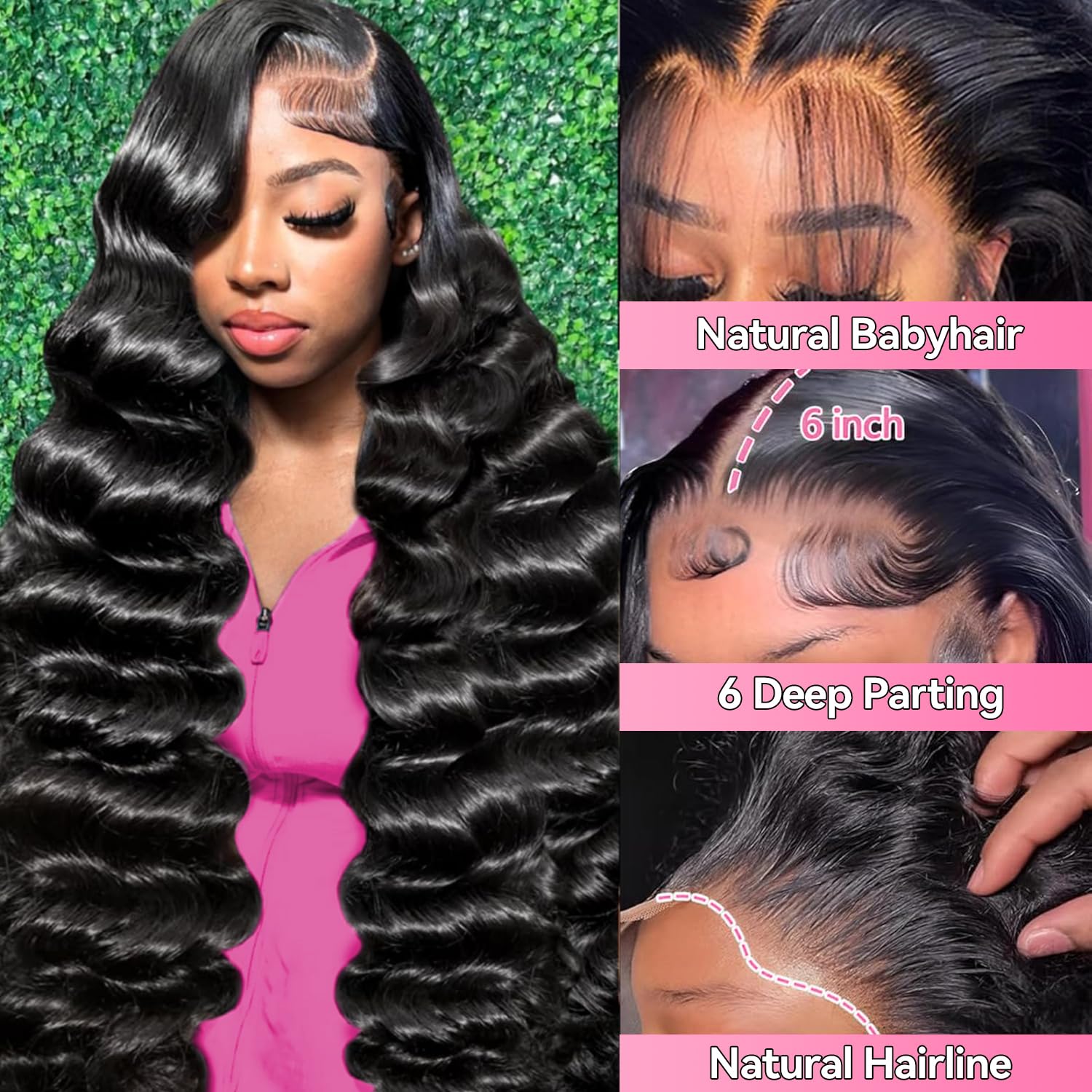 30 Inch Human Hair Body Wave 13x6 HD Transparent Lace Front Wig 200% Density - Image 2