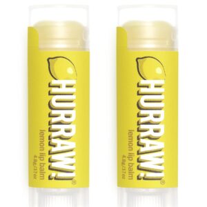 Hurraw! Lemon Lip Balm, 2 Pack: Organic, Certified Vegan, Cruelty and Gluten Free. Non-GMO, 100% Natural Ingredients. Bee, Shea, Soy and Palm Free. Made in USA