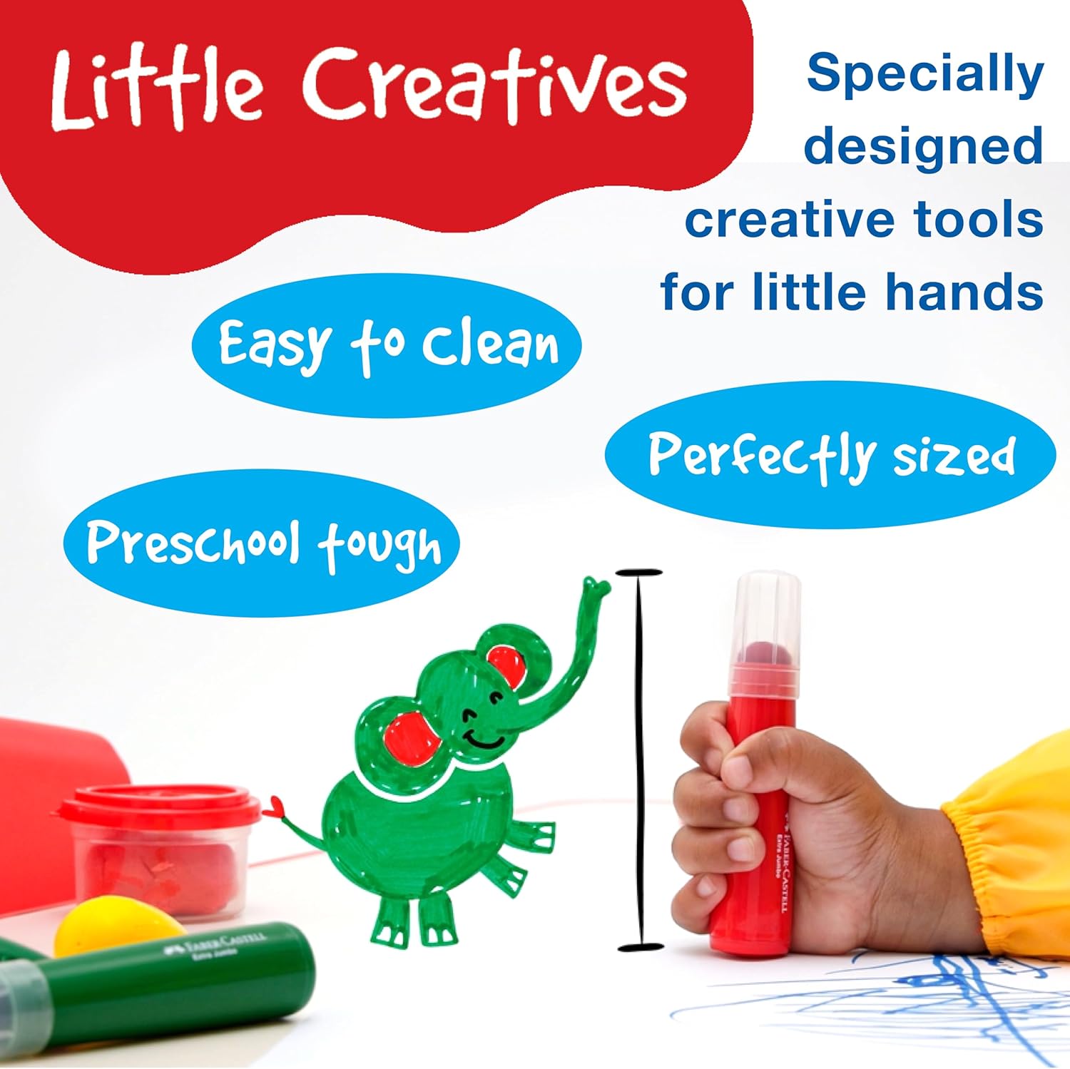 Faber-Castell Jumbo Squeezing Paint Brushes Set, 6 Washable Non-Toxic Colors for Kids - Image 3