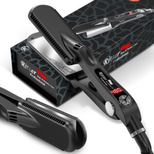 Mirror-Titanium Flat Iron Hair Straightener, Wide 1.75" Inch, Ionic, 260F Up to 480F 21 Digital Settings, MCH 85Watt Heaters Keeps Heat with Wet Hair. 110V/220V, Smooth Silky Hair in a Minute. XSZ-10