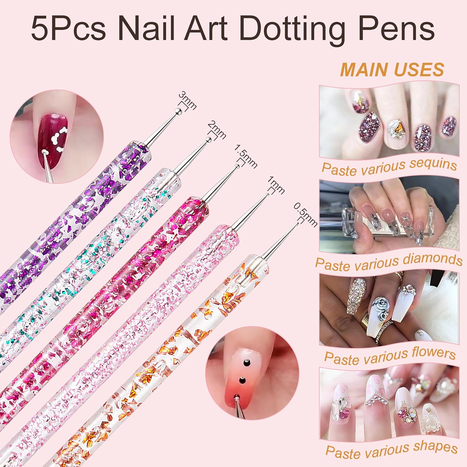 34 Piece Nail Art Brush Set for Professional Manicures with Design, Dotting, Drawing, and Polishing Tools - Image 4