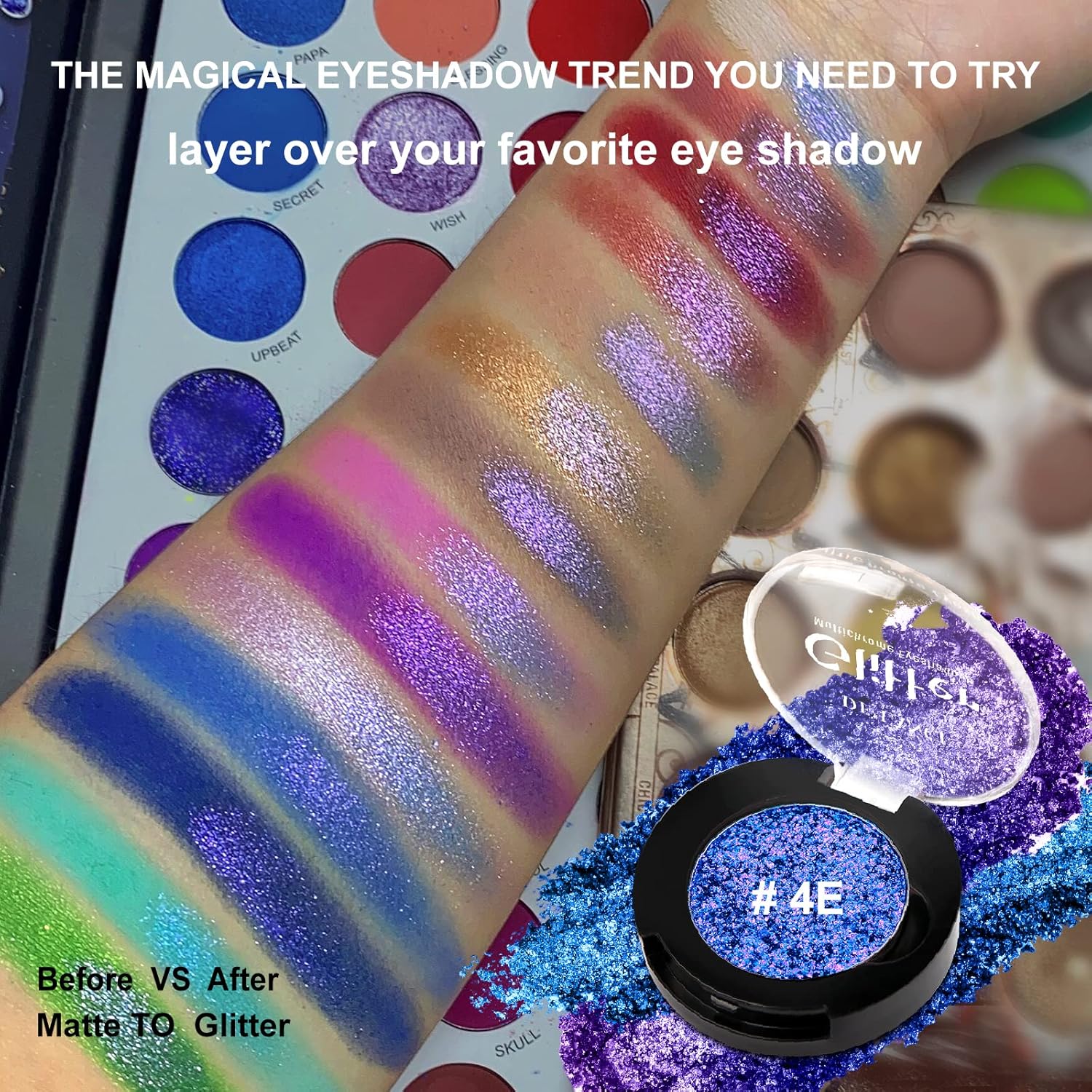Afflano Holographic Glitter Eyeshadow 4g Silver Blue Shimmer for Blue Eyes - Image 5