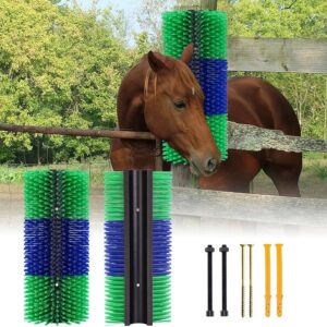 Livestock Scratching Brush,Horse Brushes for Grooming,Itch Relief Horse Scratcher Brushes Kit with Two Sets of Mounting Screws for Goat Cattle Cow Sheep Pig,1 Pack